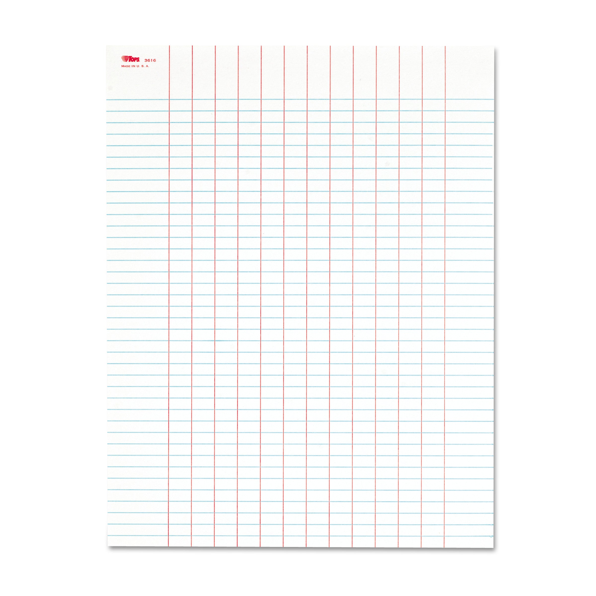 Data Pad with Plain Column Headings, Data/Lab-Record Format, 13 Columns, 8.5 x 11, White, 50 Sheets - 