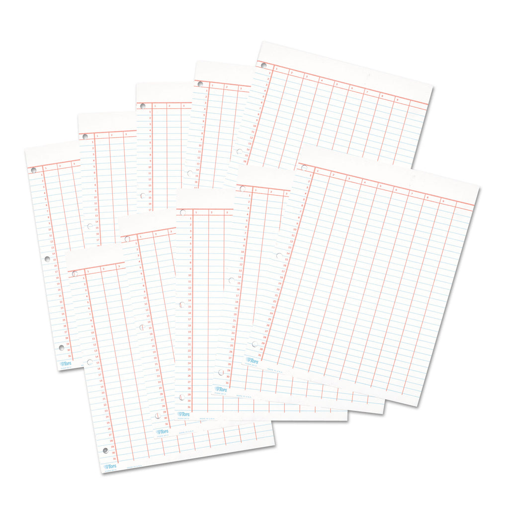 Data Pad with Numbered Column Headings, Data/Lab-Record Format, Wide/Legal Rule, 10 Columns, 8.5 x 11, White, 50 Sheets - 