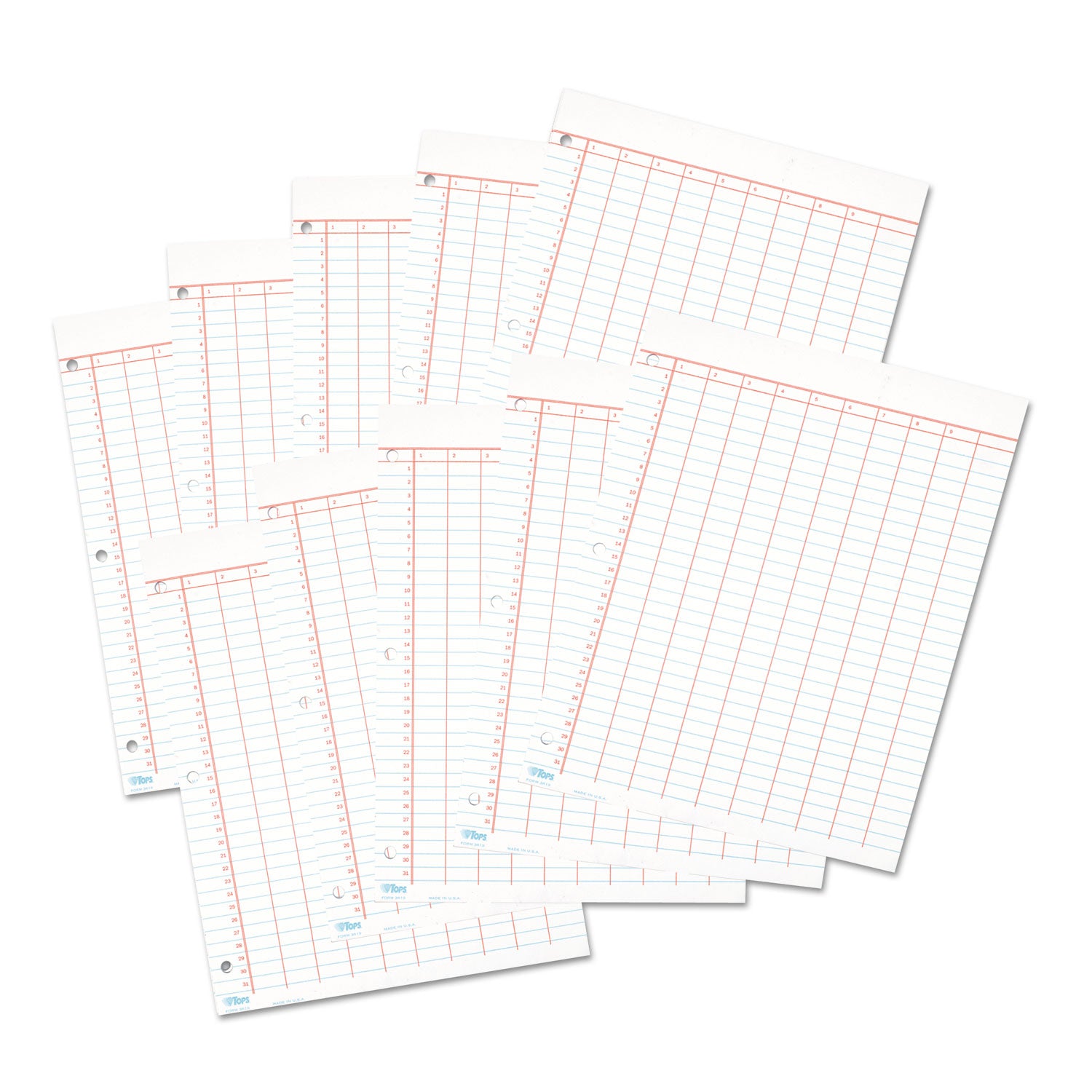 Data Pad with Numbered Column Headings, Data/Lab-Record Format, Wide/Legal Rule, 10 Columns, 8.5 x 11, White, 50 Sheets - 