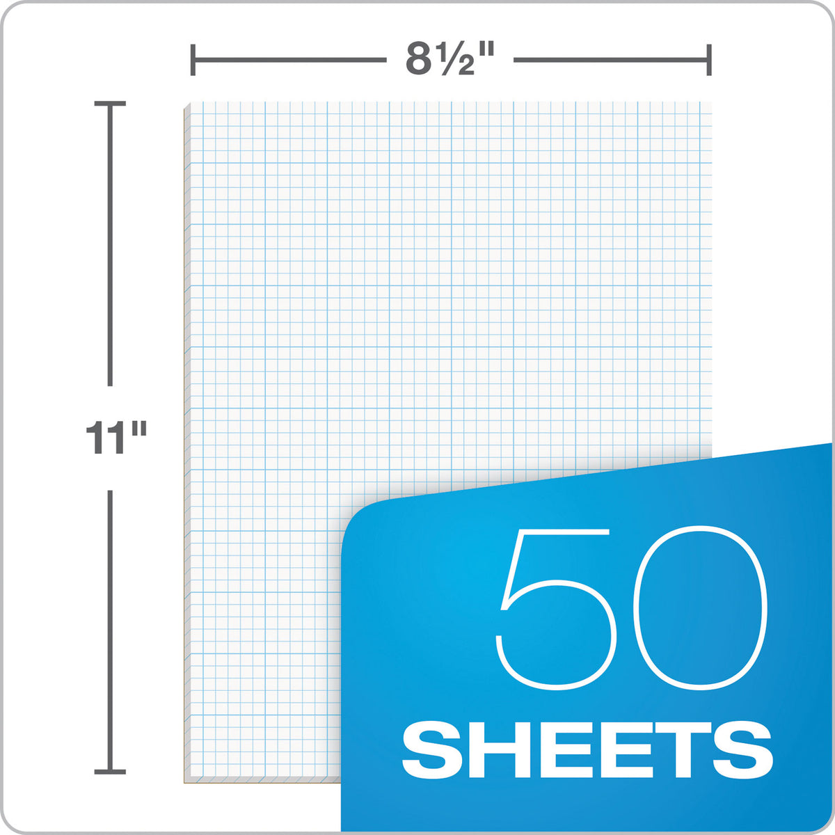 Cross Section Pads, Cross-Section Quadrille Rule (8 sq/in, 1 sq/in), 50 White 8.5 x 11 Sheets