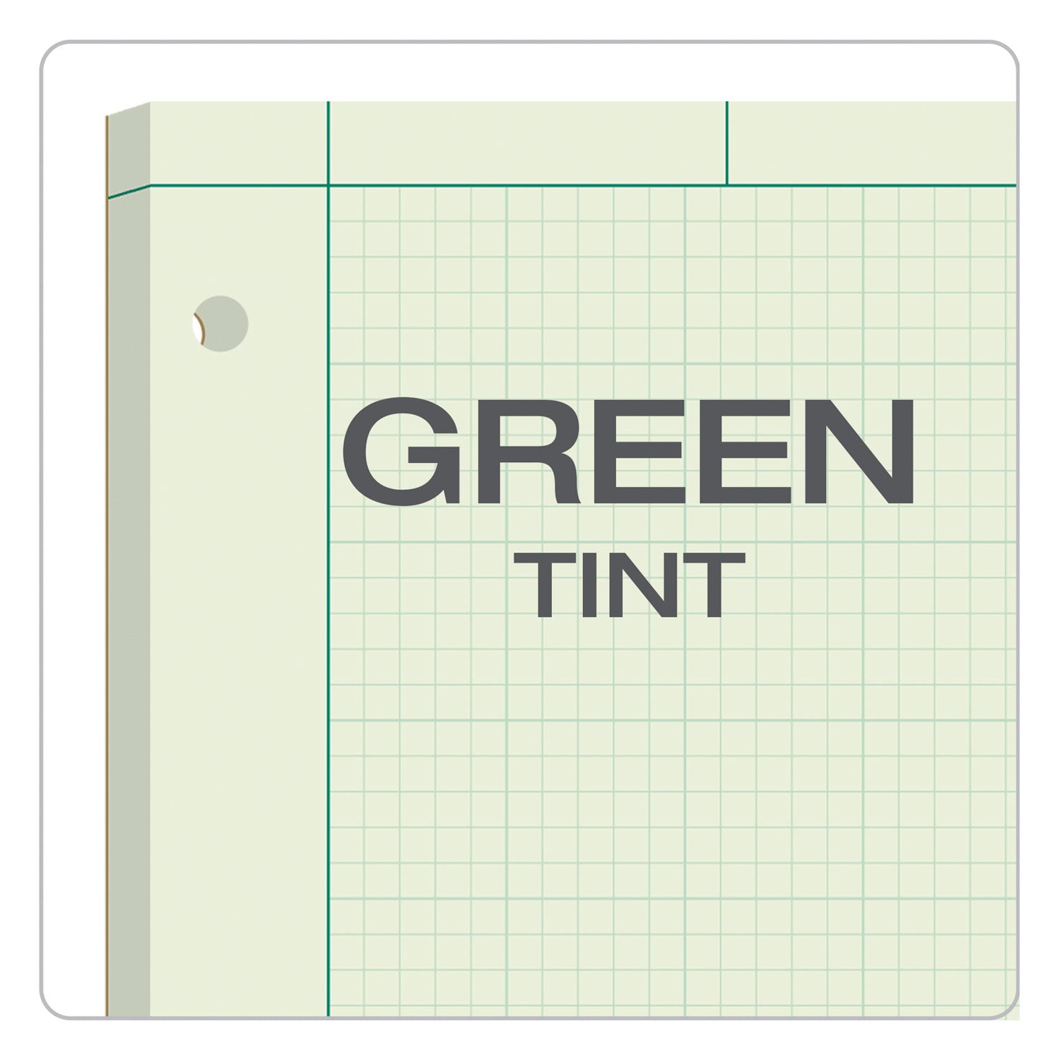 Engineering Computation Pads, Cross-Section Quadrille Rule (5 sq/in, 1 sq/in), Green Cover, 200 Green-Tint 8.5 x 11 Sheets - 