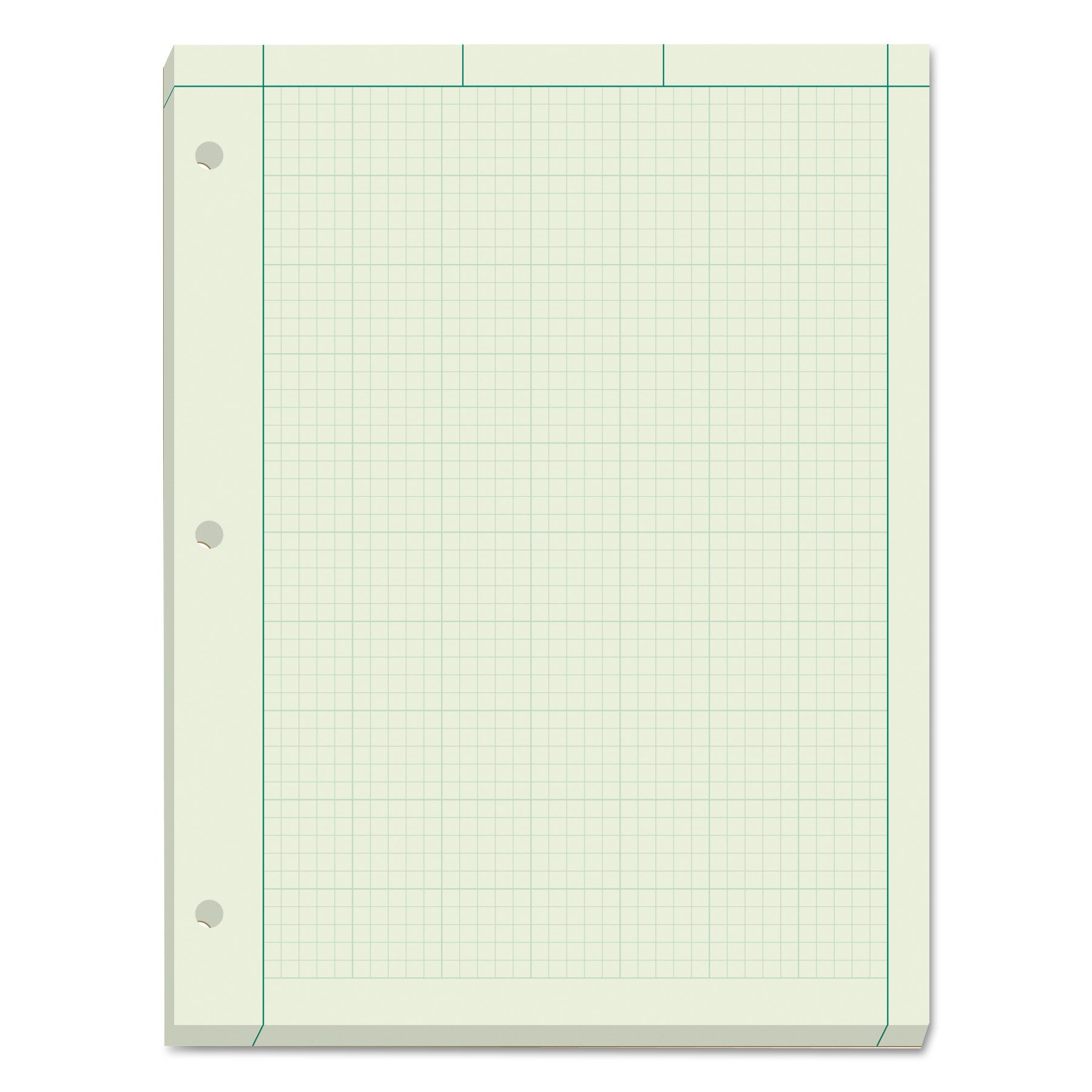 Engineering Computation Pads, Cross-Section Quadrille Rule (5 sq/in, 1 sq/in), Green Cover, 200 Green-Tint 8.5 x 11 Sheets - 