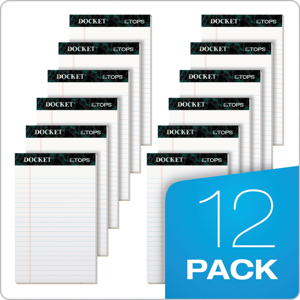 Docket Ruled Perforated Pads, Narrow Rule, 50 White 5 x 8 Sheets, 12/Pack