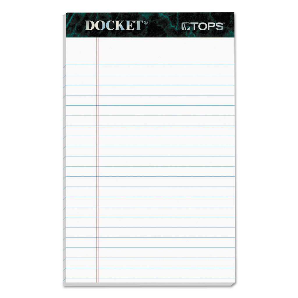 Docket Ruled Perforated Pads, Narrow Rule, 50 White 5 x 8 Sheets, 12/Pack