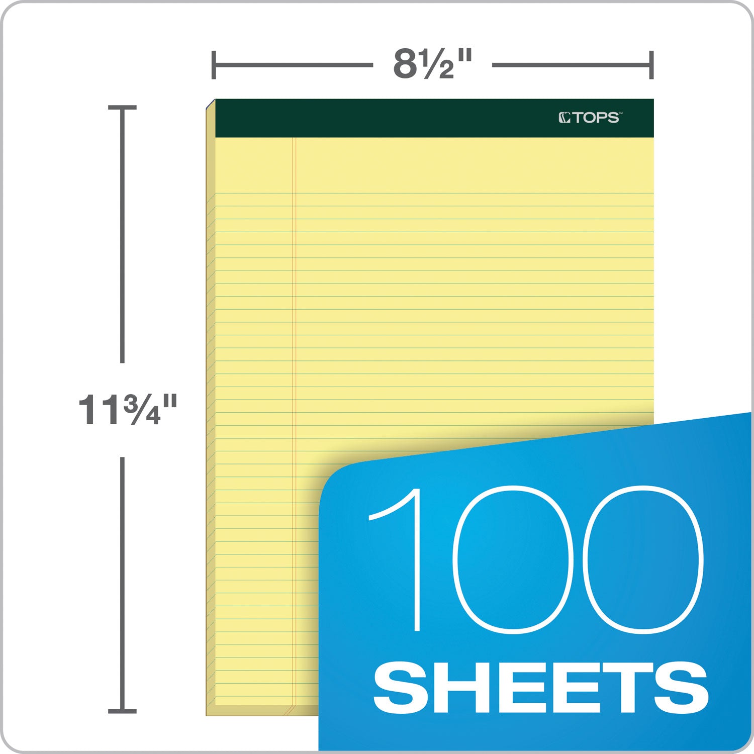 Double Docket Ruled Pads, Narrow Rule, 100 Canary-Yellow 8.5 x 11.75 Sheets, 6/Pack