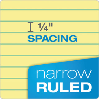 Double Sheet Pads, Narrow Rule, 100 Canary-Yellow 8.5 x 11.75 Sheets - 