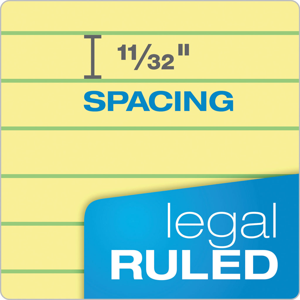 Docket Ruled Perforated Pads, Wide/Legal Rule, 50 Canary-Yellow 8.5 x 11.75 Sheets, 12/Pack