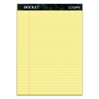 Docket Ruled Perforated Pads, Wide/Legal Rule, 50 Canary-Yellow 8.5 x 11.75 Sheets, 12/Pack