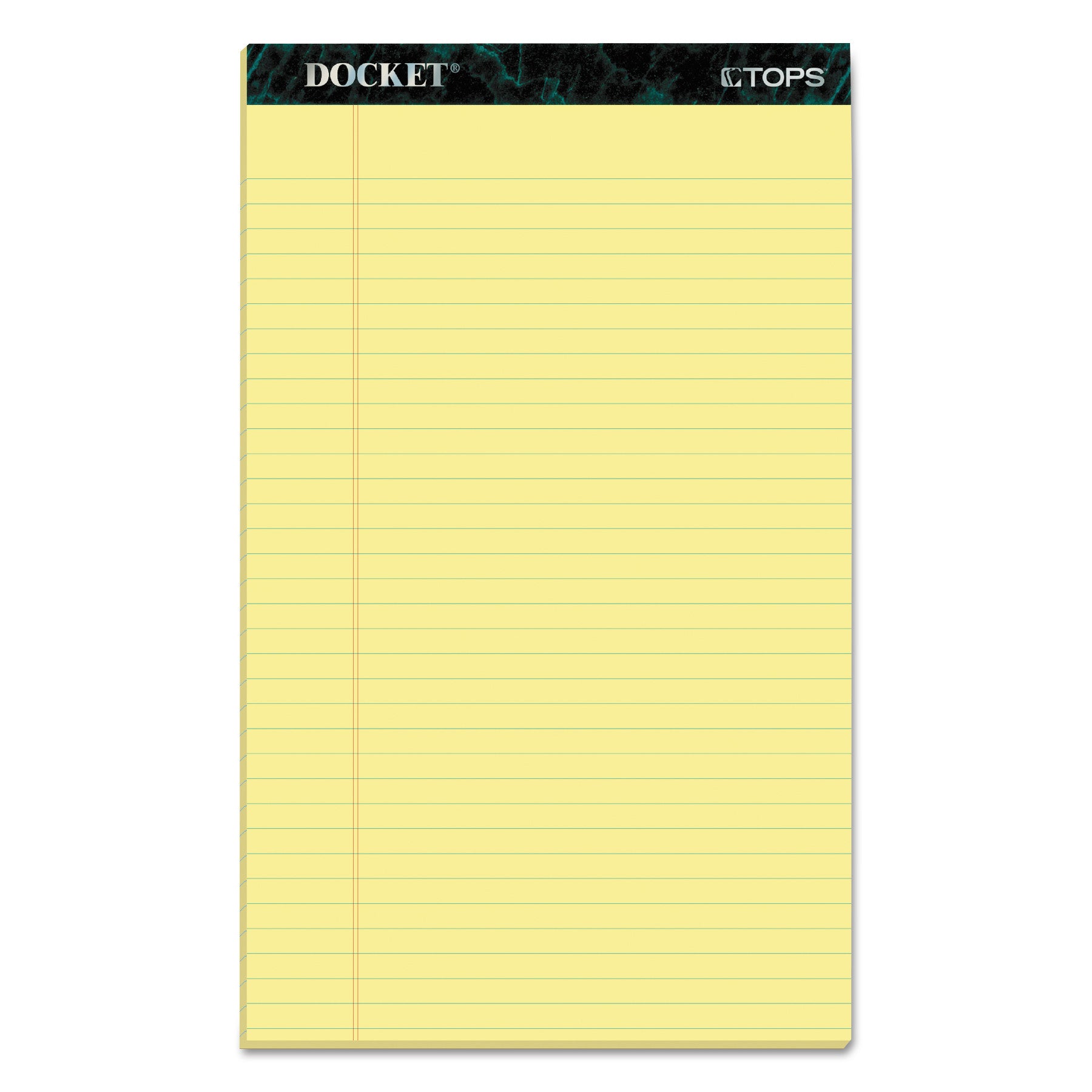 Docket Ruled Perforated Pads, Wide/Legal Rule, 50 Canary-Yellow 8.5 x 14 Sheets, 12/Pack - 