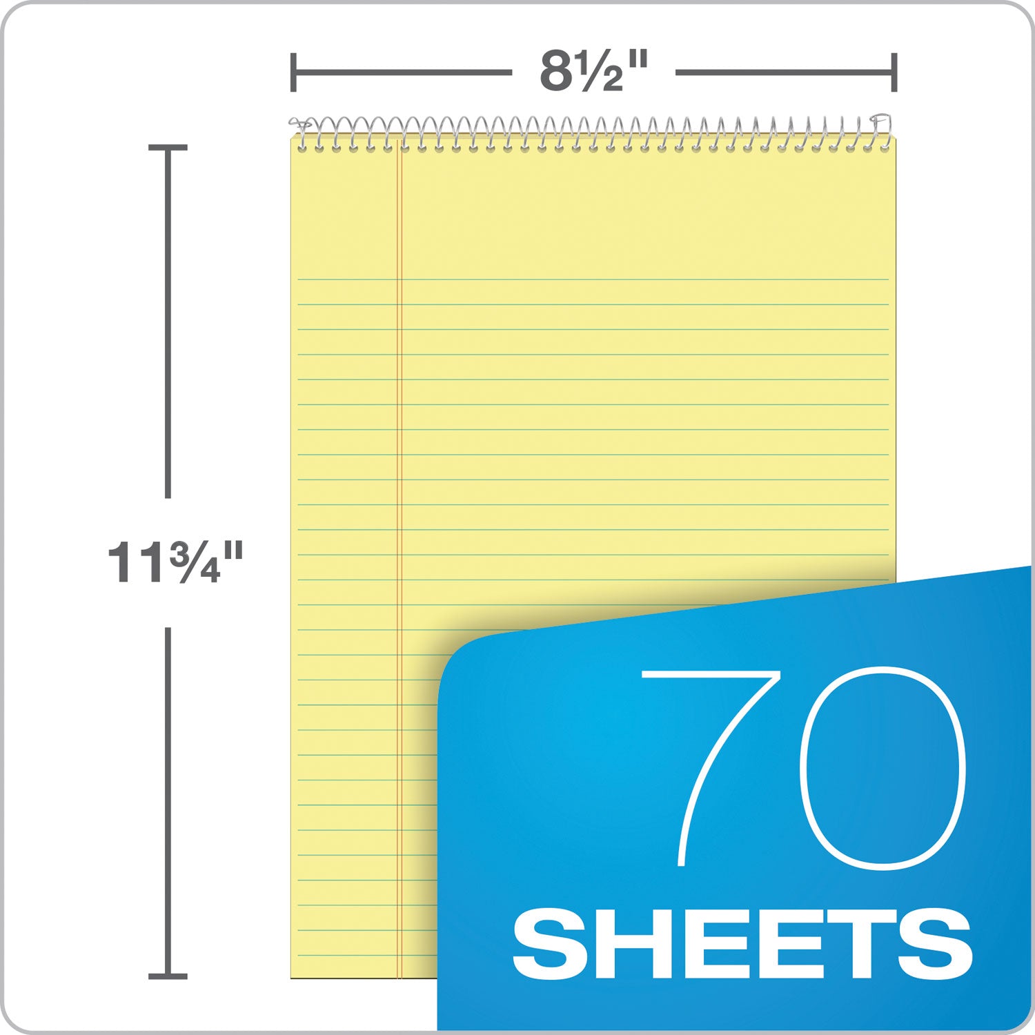 Docket Ruled Wirebound Pad with Cover, Wide/Legal Rule, Blue Cover, 70 Canary-Yellow 8.5 x 11.75 Sheets - 