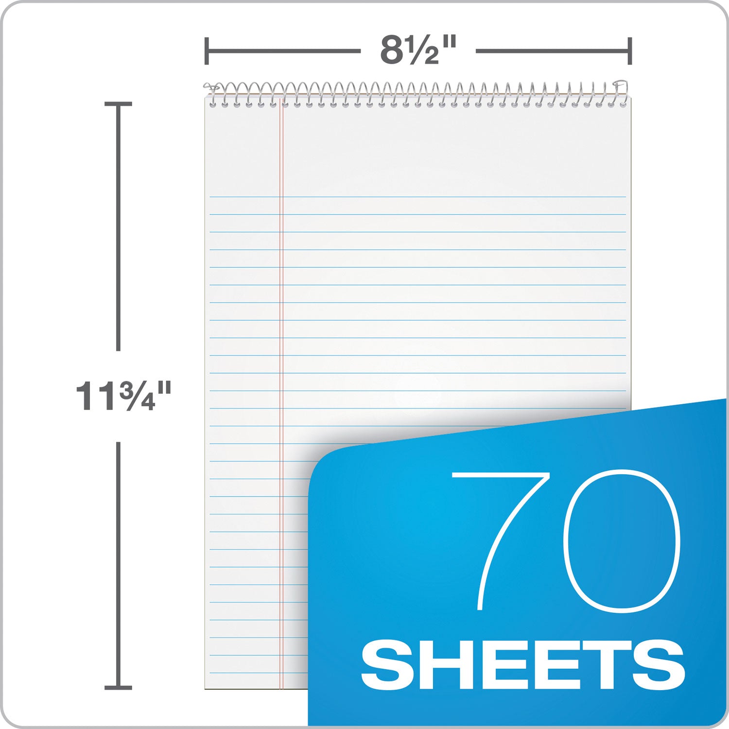 Docket Ruled Wirebound Pad with Cover, Wide/Legal Rule, Blue Cover, 70 White 8.5 x 11.75 Sheets - 