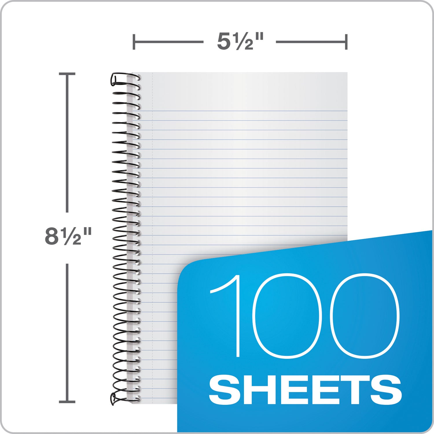 Color Notebooks, 1-Subject, Narrow Rule, Indigo Blue Cover, (100) 8.5 x 5.5 White Sheets - 