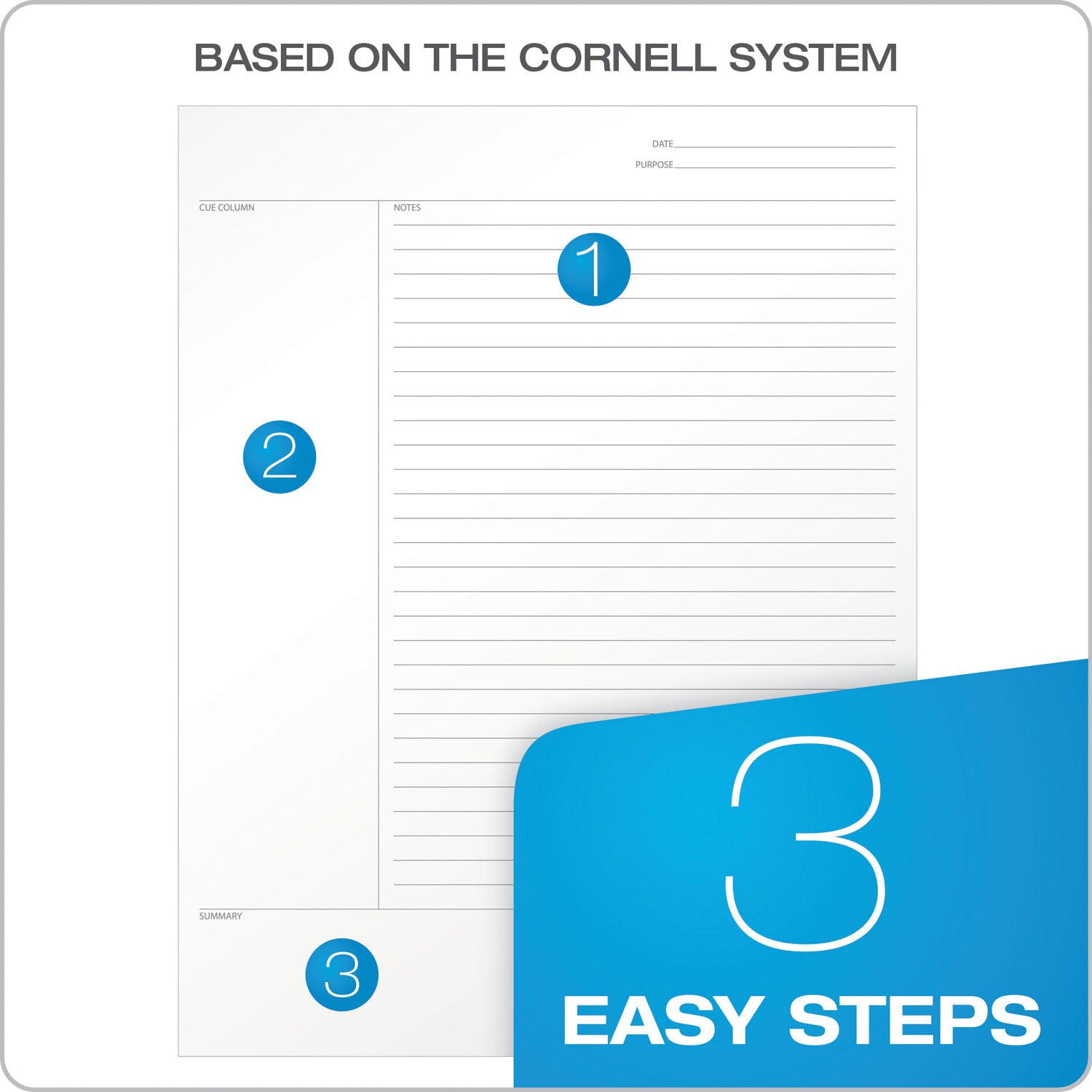 FocusNotes Notebook, 1-Subject, Lecture/Cornell Rule, Blue Cover, (100) 11 x 9 Sheets - 