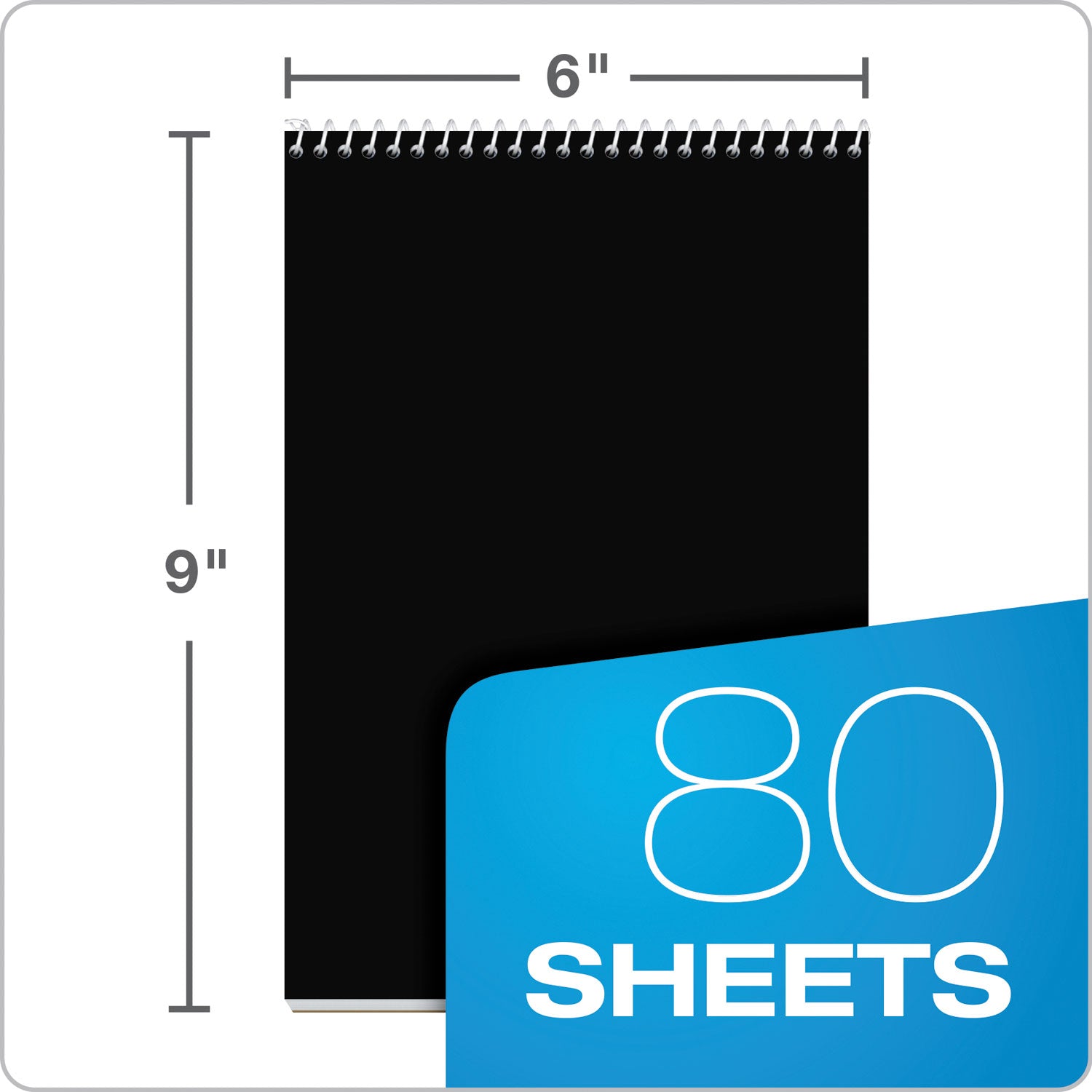 FocusNotes Steno Pad, Pitman Rule, Blue Cover, 80 White 6 x 9 Sheets - 