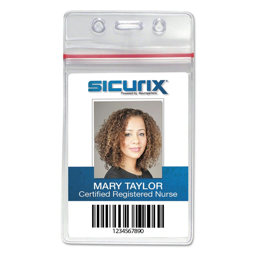 Sealable Cardholder, Vertical, 2.62 x 3.75, Clear, 50/Pack - 