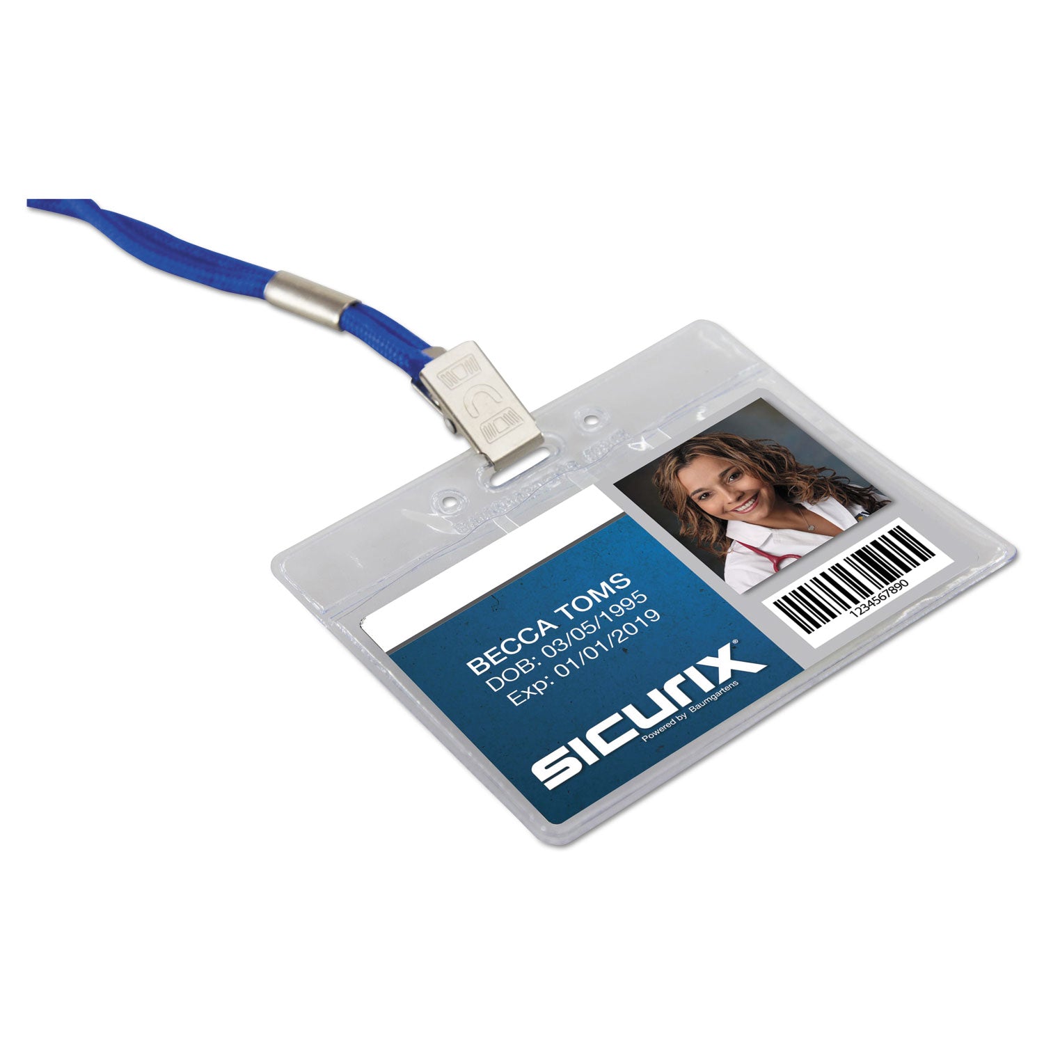 Sicurix Vinyl Badge Holder, 4 x 3, Clear, 50/Pack - 