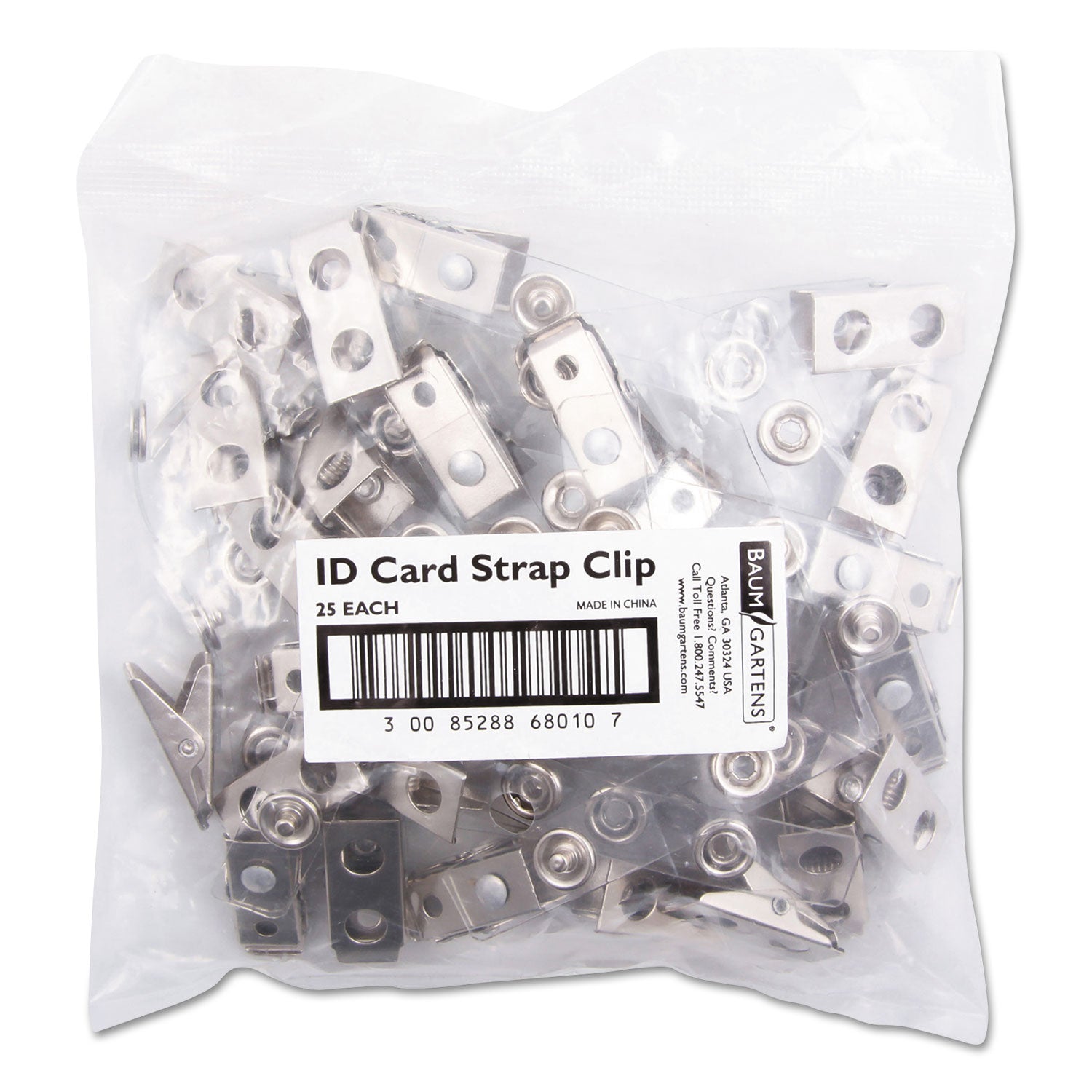 SICURIX ID Strap Clips, 0.38" x 2.75", Clear, 25/Pack - 