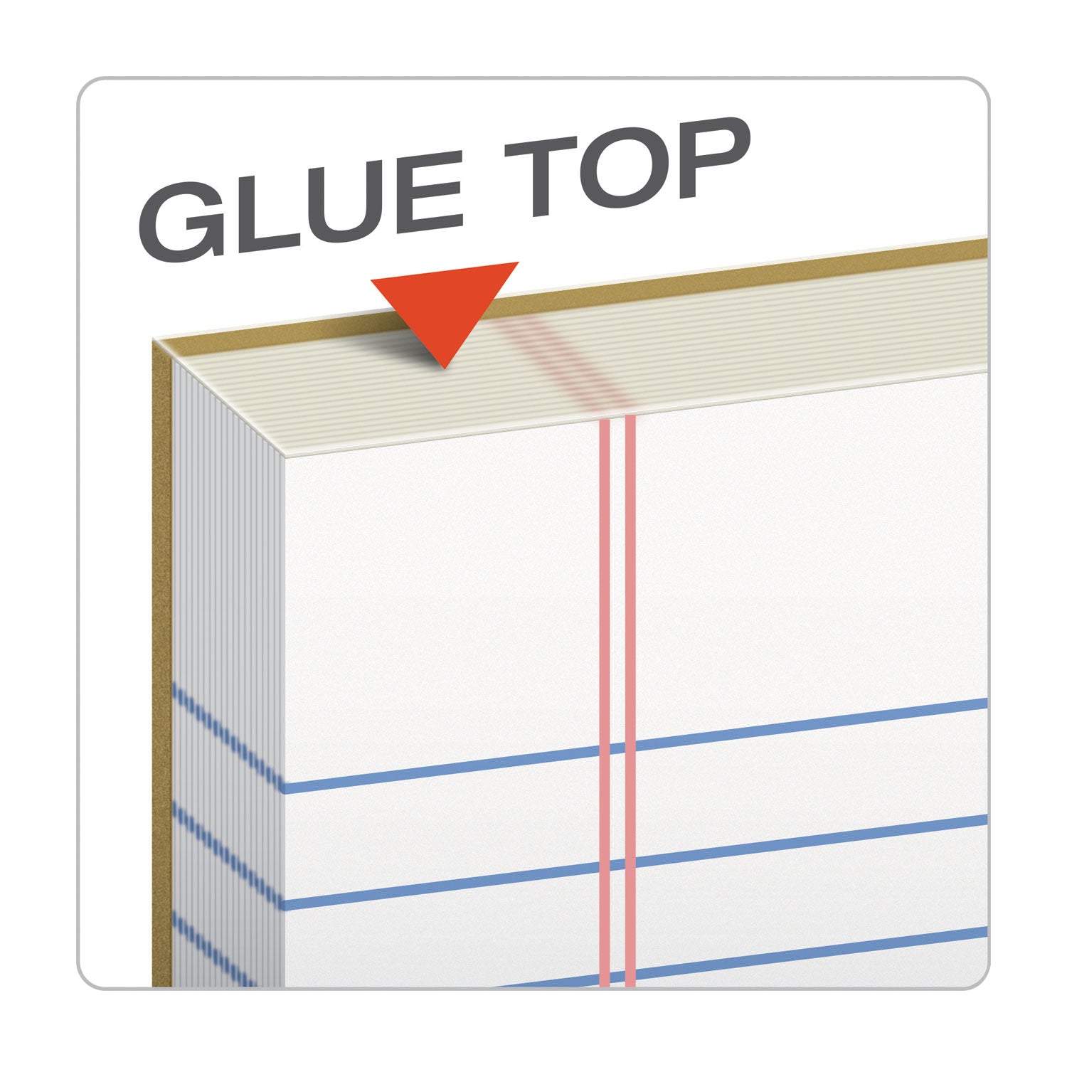 The Legal Pad" Glue Top Pads, Wide/Legal Rule, 50 White 8.5 x 11 Sheets, 12/Pack - 
