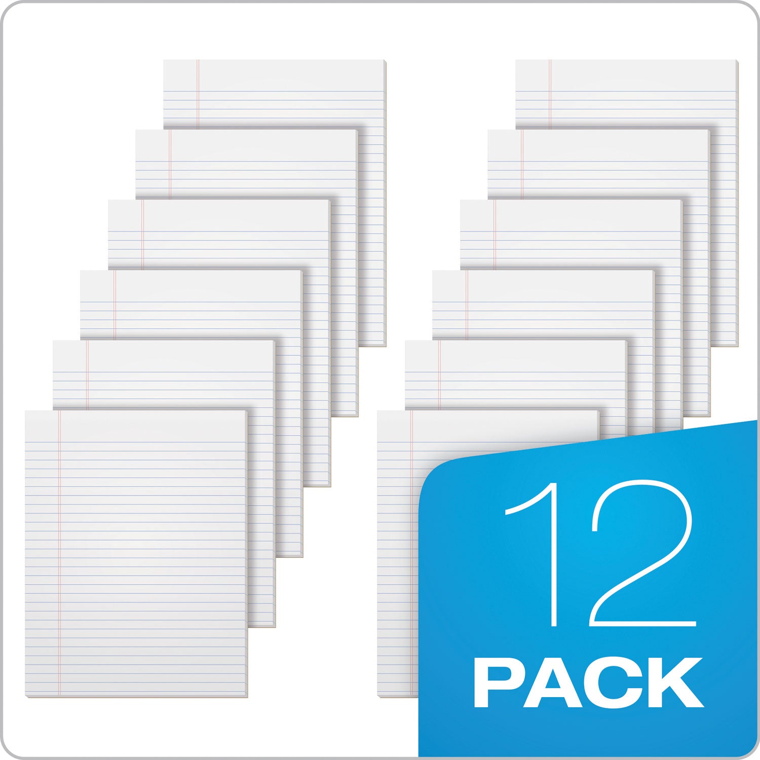 The Legal Pad" Glue Top Pads, Wide/Legal Rule, 50 White 8.5 x 11 Sheets, 12/Pack - 
