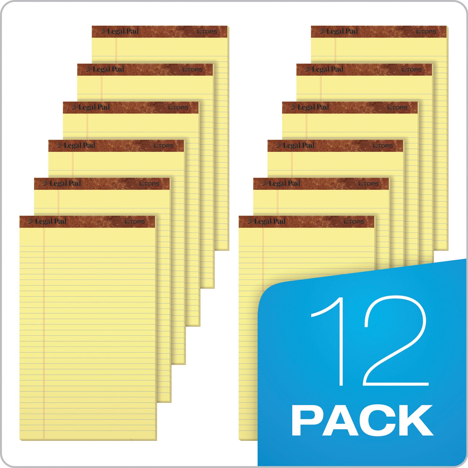 The Legal Pad" Plus Ruled Perforated Pads with 40 pt. Back, Wide/Legal Rule, 50 Canary-Yellow 8.5 x 14 Sheets, Dozen - 