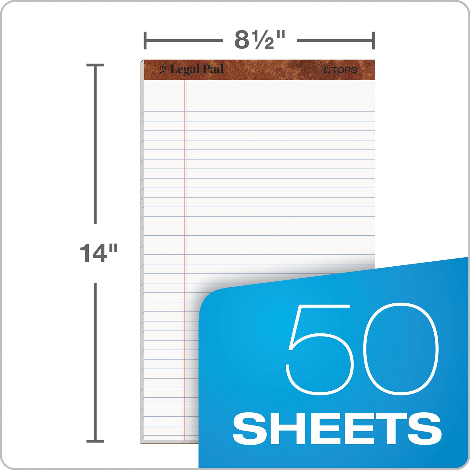The Legal Pad" Ruled Perforated Pads, Wide/Legal Rule, 50 White 8.5 x 14 Sheets, Dozen - 