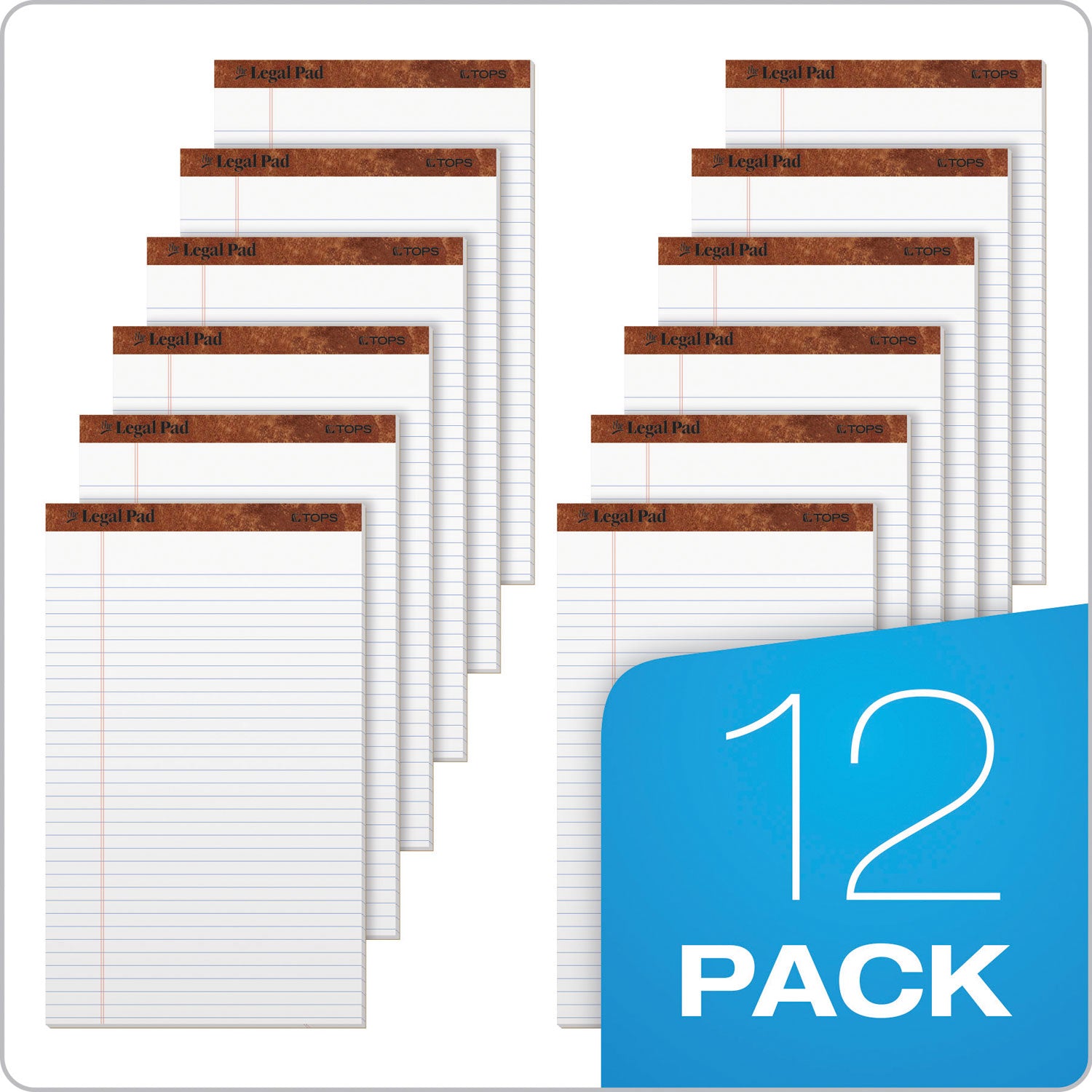 The Legal Pad" Ruled Perforated Pads, Wide/Legal Rule, 50 White 8.5 x 14 Sheets, Dozen - 