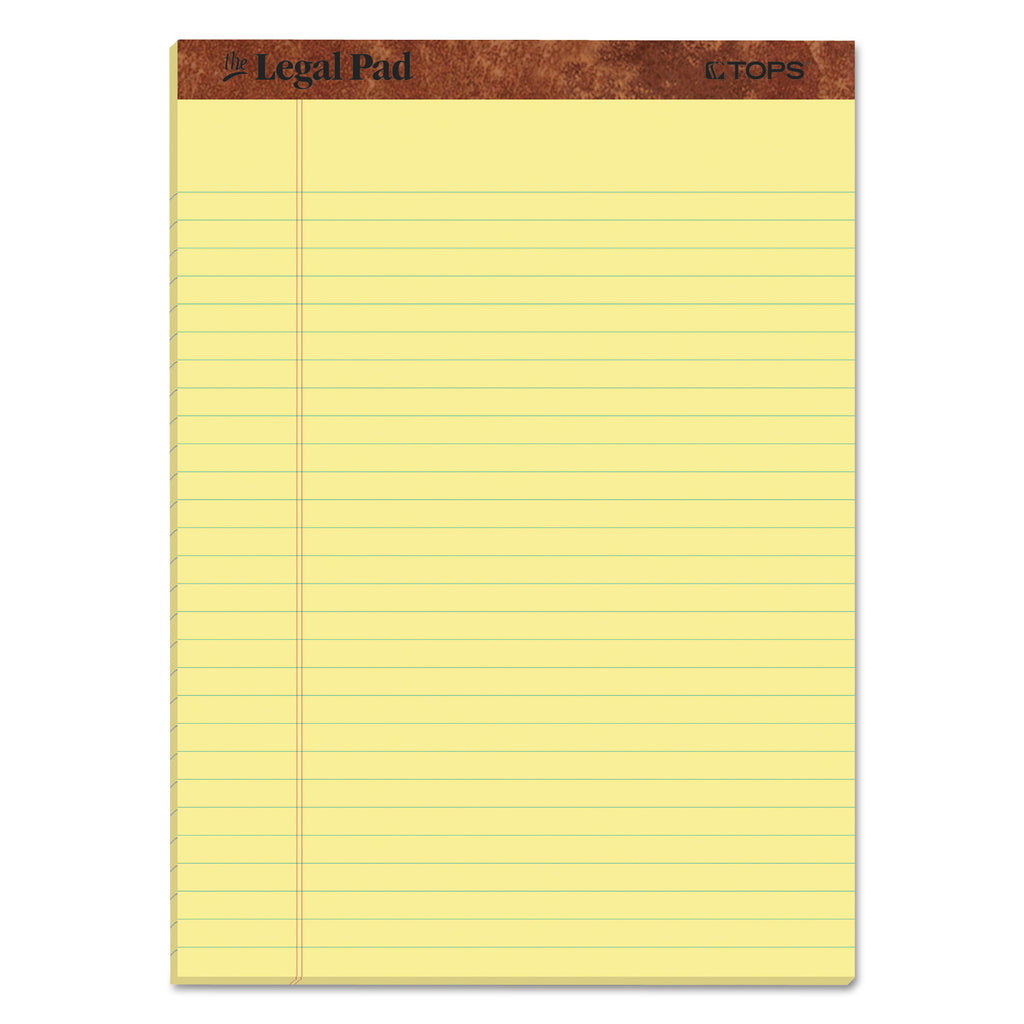 The Legal Pad" Ruled Perforated Pads, Wide/Legal Rule, 50 Canary-Yellow 8.5 x 11.75 Sheets, Dozen