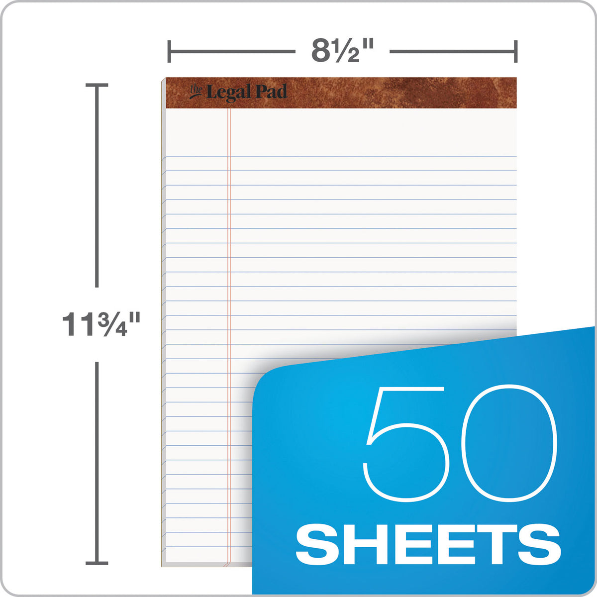 The Legal Pad" Ruled Perforated Pads, Wide/Legal Rule, 50 White 8.5 x 11.75 Sheets