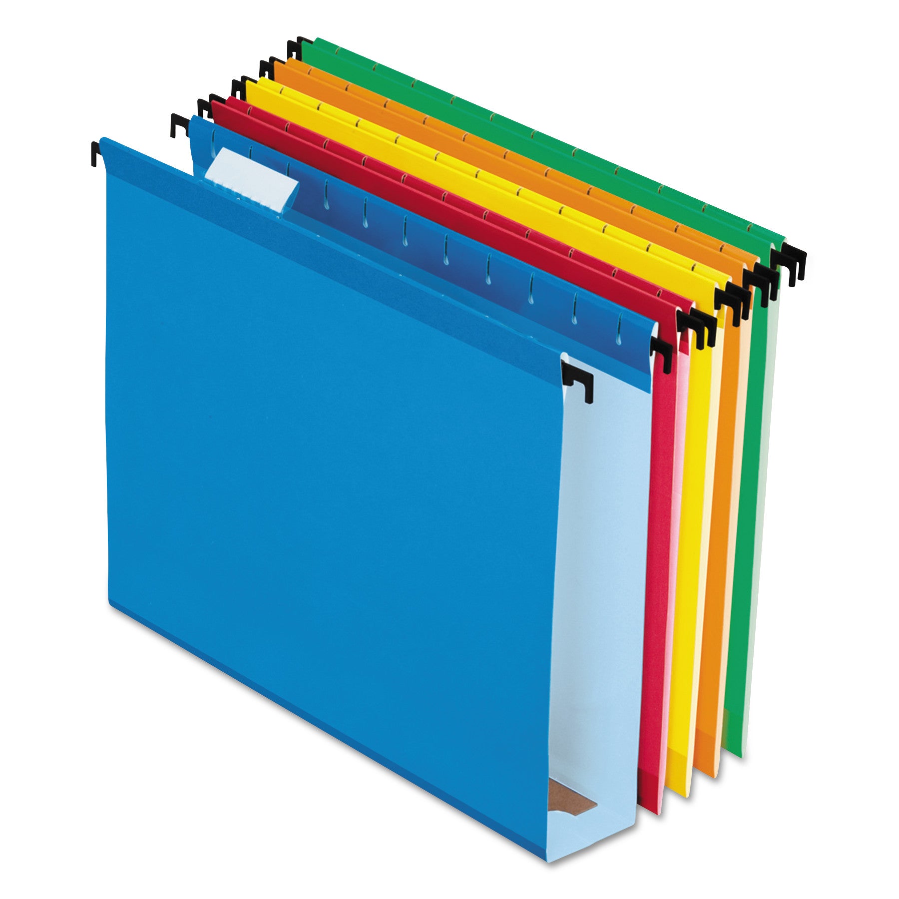 Extra-Capacity SureHook Hanging Folders, 2" Capacity, Letter Size, 1/5-Cut Tabs, Assorted Colors, 20/Box - 