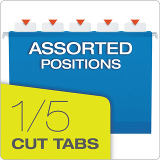 SureHook Reinforced Extra-Capacity Hanging Box File, 1 Section, 3" Capacity, Legal Size, 1/5-Cut Tabs, Blue, 25/Box - 