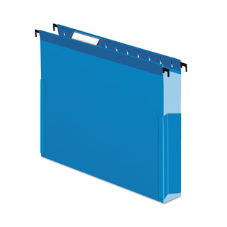 SureHook Reinforced Extra-Capacity Hanging Box File, 1 Section, 3" Capacity, Letter Size, 1/5-Cut Tabs, Blue, 25/Box - 