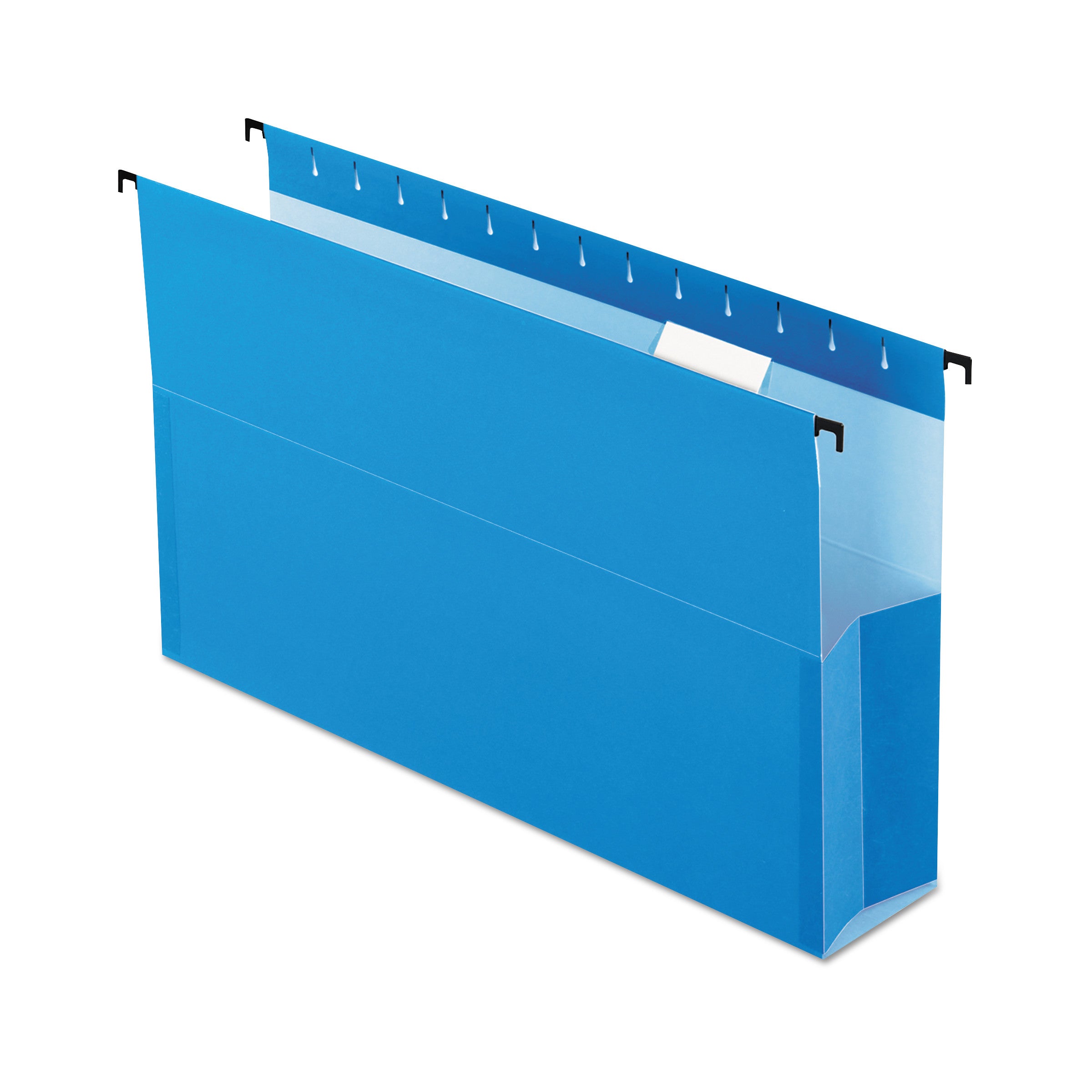 SureHook Reinforced Extra-Capacity Hanging Box File, 1 Section, 3" Capacity, Legal Size, 1/5-Cut Tabs, Blue, 25/Box - 