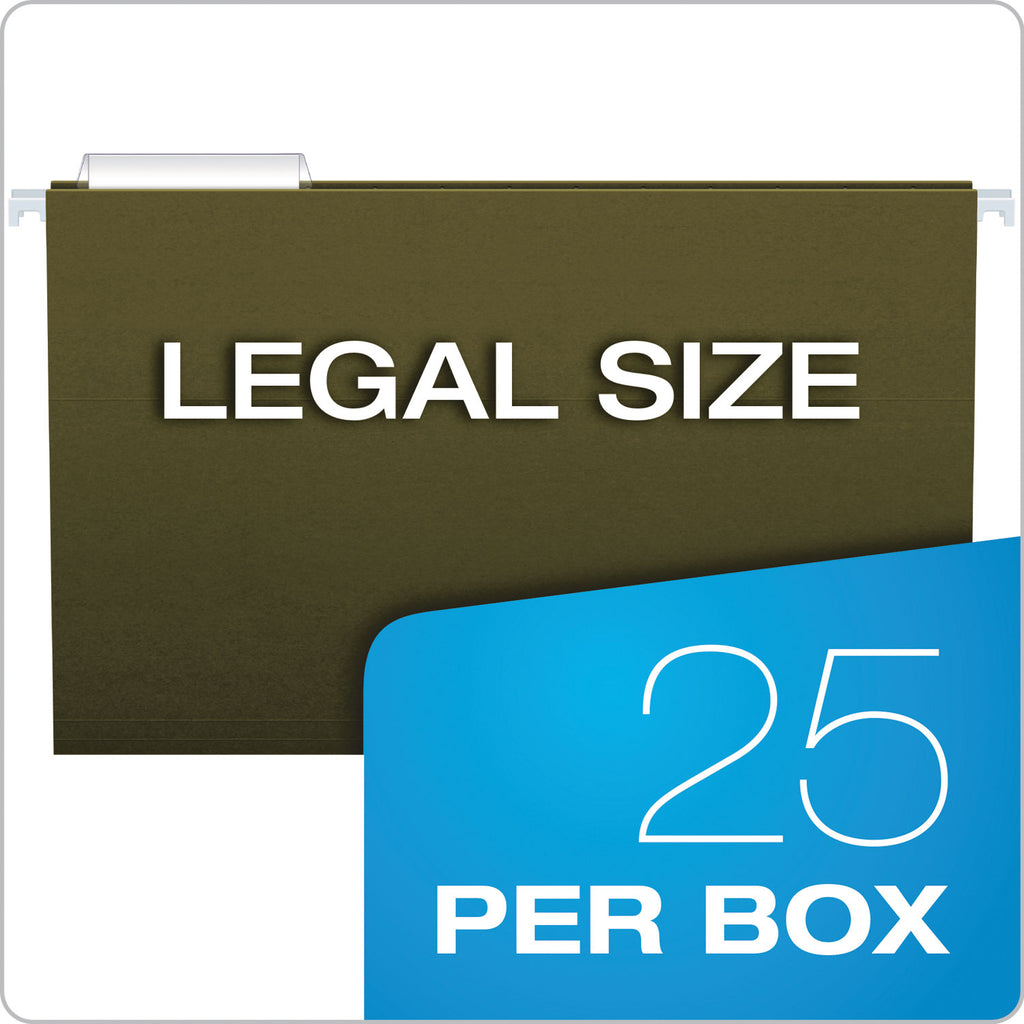 Standard Green Hanging Folders, Legal Size, 1/3-Cut Tabs, Standard Green, 25/Box - 