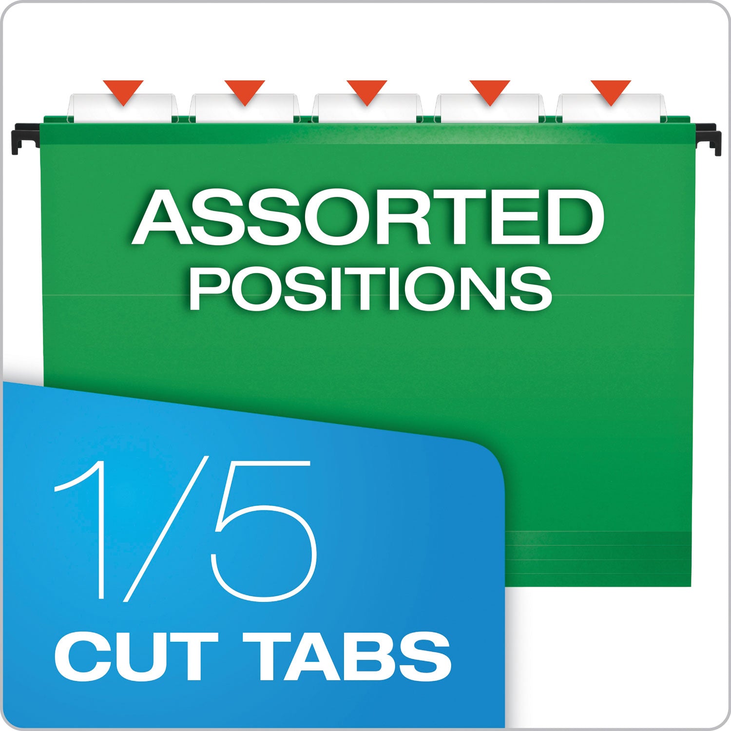 SureHook Hanging Folders, Letter Size, 1/5-Cut Tabs, Bright Green, 20/Box - 