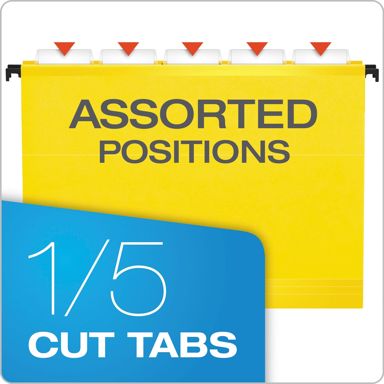 SureHook Hanging Folders, Letter Size, 1/5-Cut Tabs, Yellow, 20/Box - 
