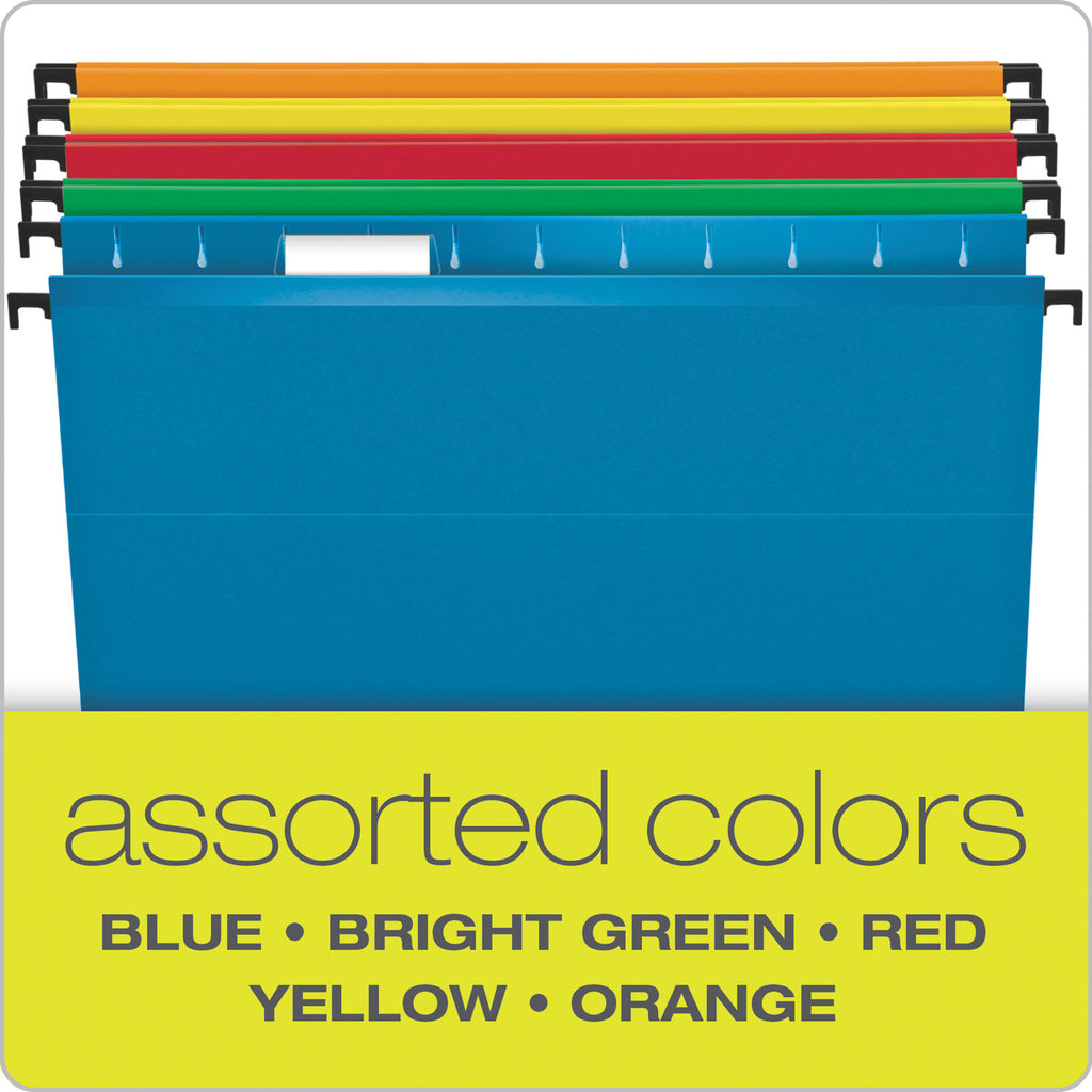SureHook Hanging Folders, Legal Size, 1/5-Cut Tabs, Assorted Colors, 20/Box