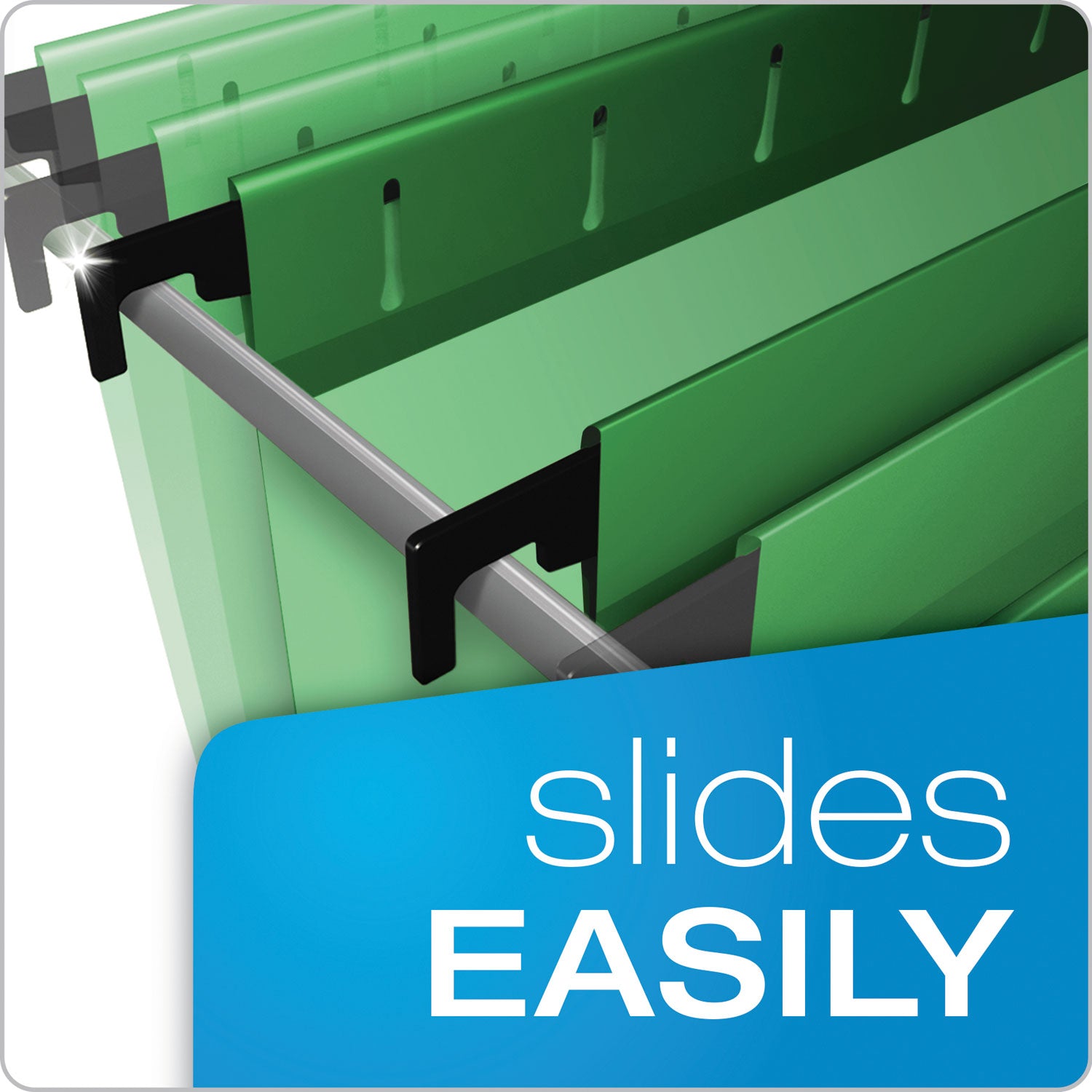 SureHook Hanging Folders, Legal Size, 1/5-Cut Tabs, Bright Green, 20/Box - 