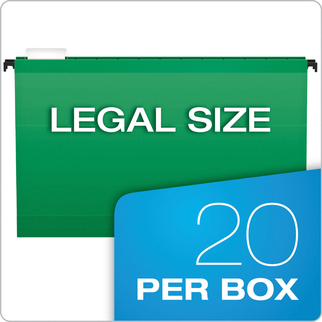 SureHook Hanging Folders, Legal Size, 1/5-Cut Tabs, Bright Green, 20/Box - 