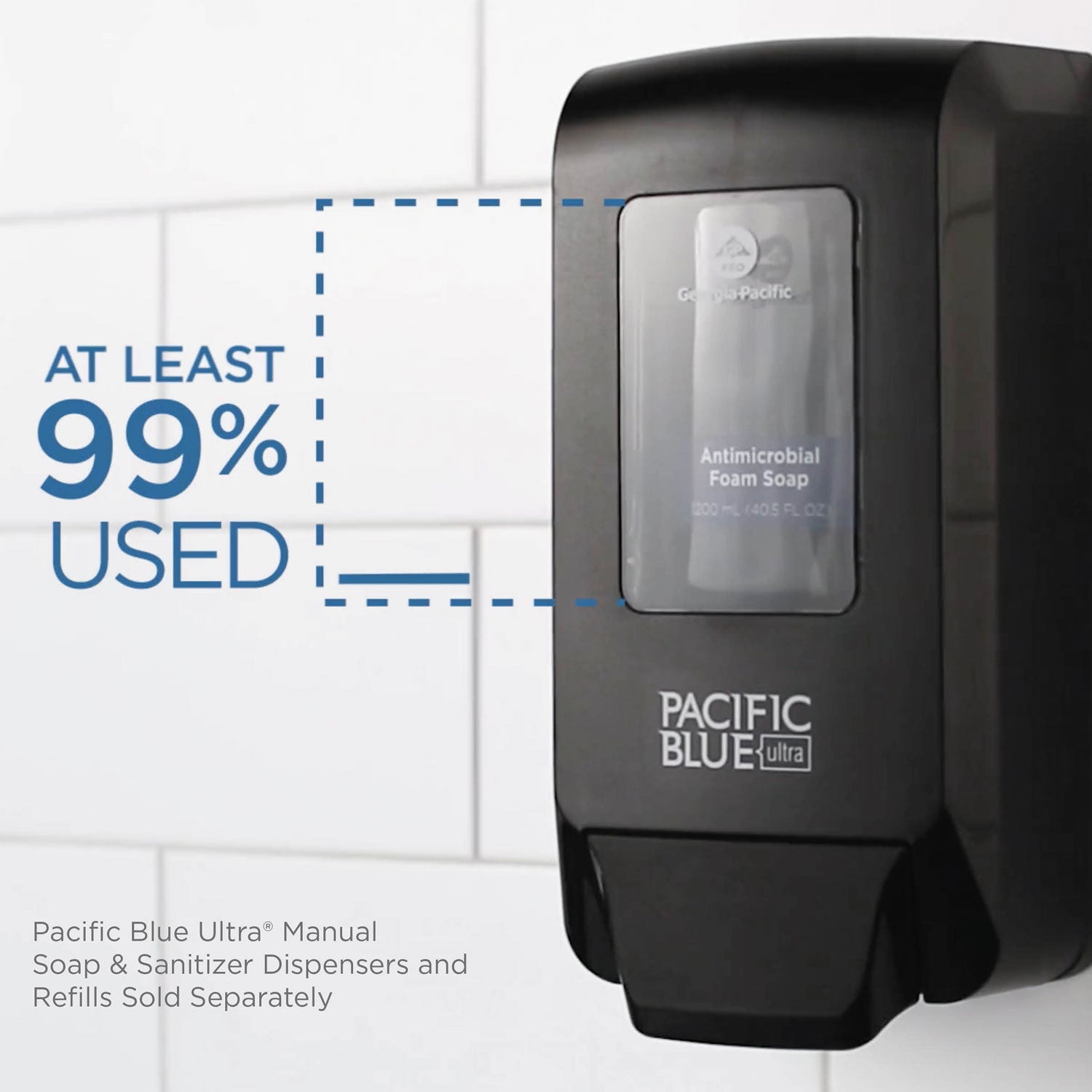 Pacific Blue Ultra Foam Soap Manual Dispenser Refill, Antimicrobial, Unscented, 1,200 mL, 4/Carton