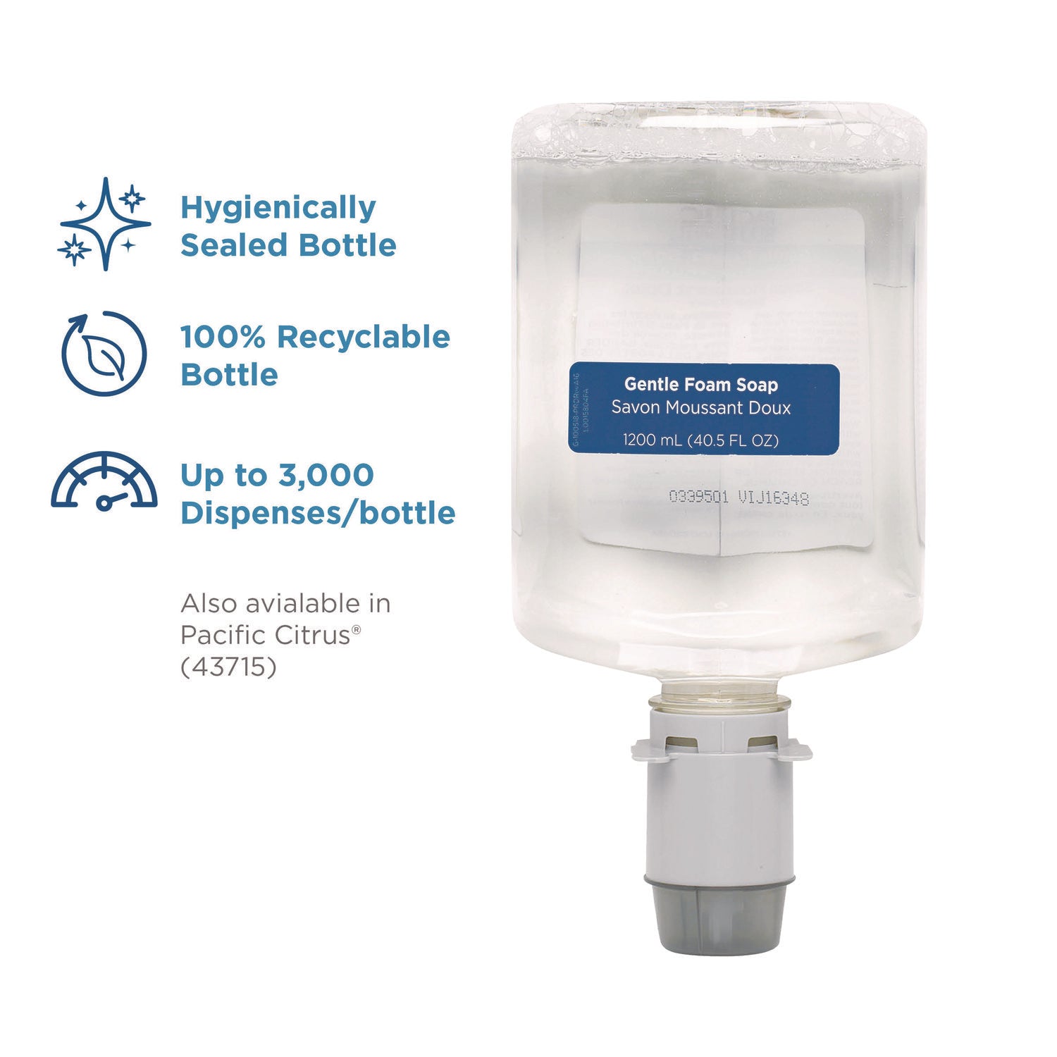 Pacific Blue Ultra Foam Soap Manual Dispenser Refill, Fragrance-Free, 1,200 mL, 4/Carton