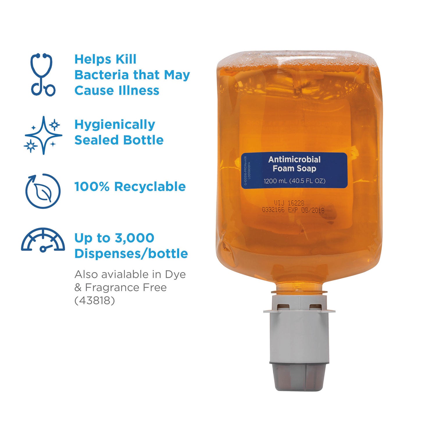 Pacific Blue Ultra Foam Soap Manual Dispenser Refill, Antimicrobial, Pacific Citrus, 1,200 mL, 4/Carton