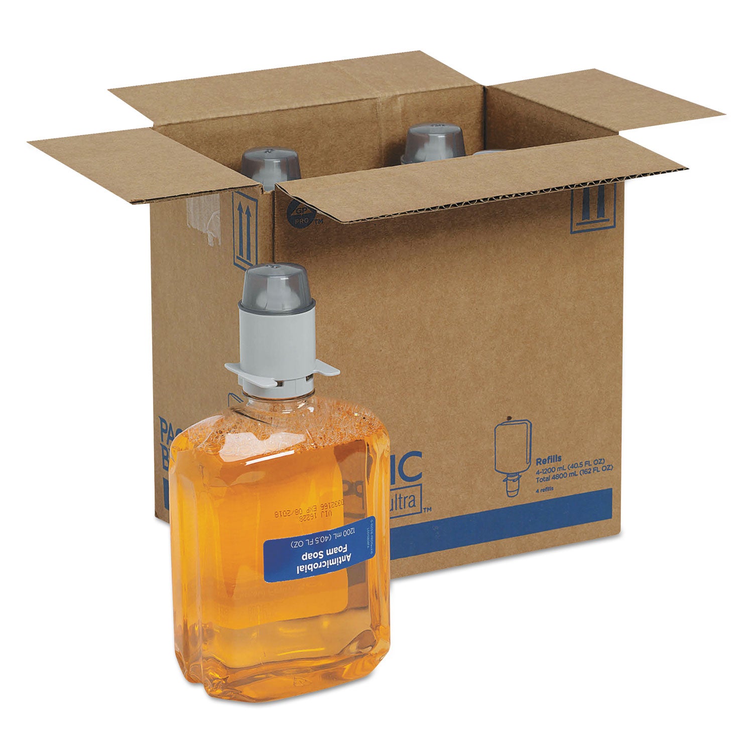 Pacific Blue Ultra Foam Soap Manual Dispenser Refill, Antimicrobial, Pacific Citrus, 1,200 mL, 4/Carton