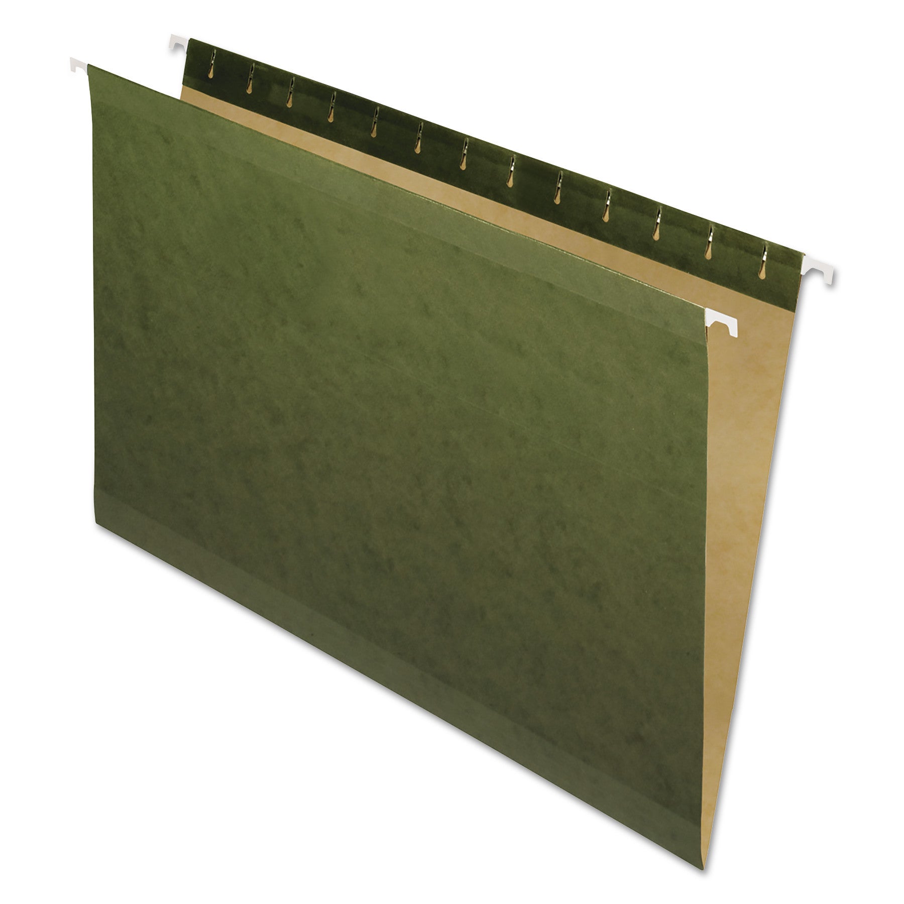 Reinforced Hanging File Folders, Legal Size, Straight Tabs, Standard Green, 25/Box - 