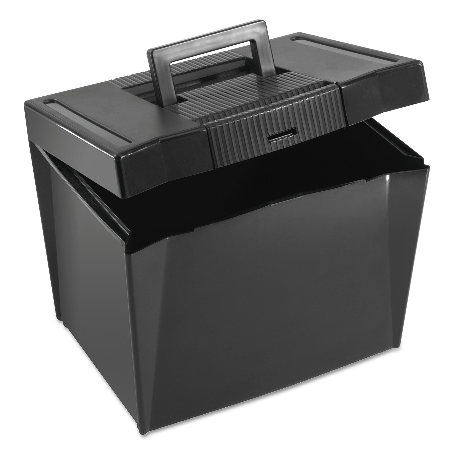 Portable Letter Size File Box, Letter Files, 13.5" x 10.25" x 10.88", Black - 