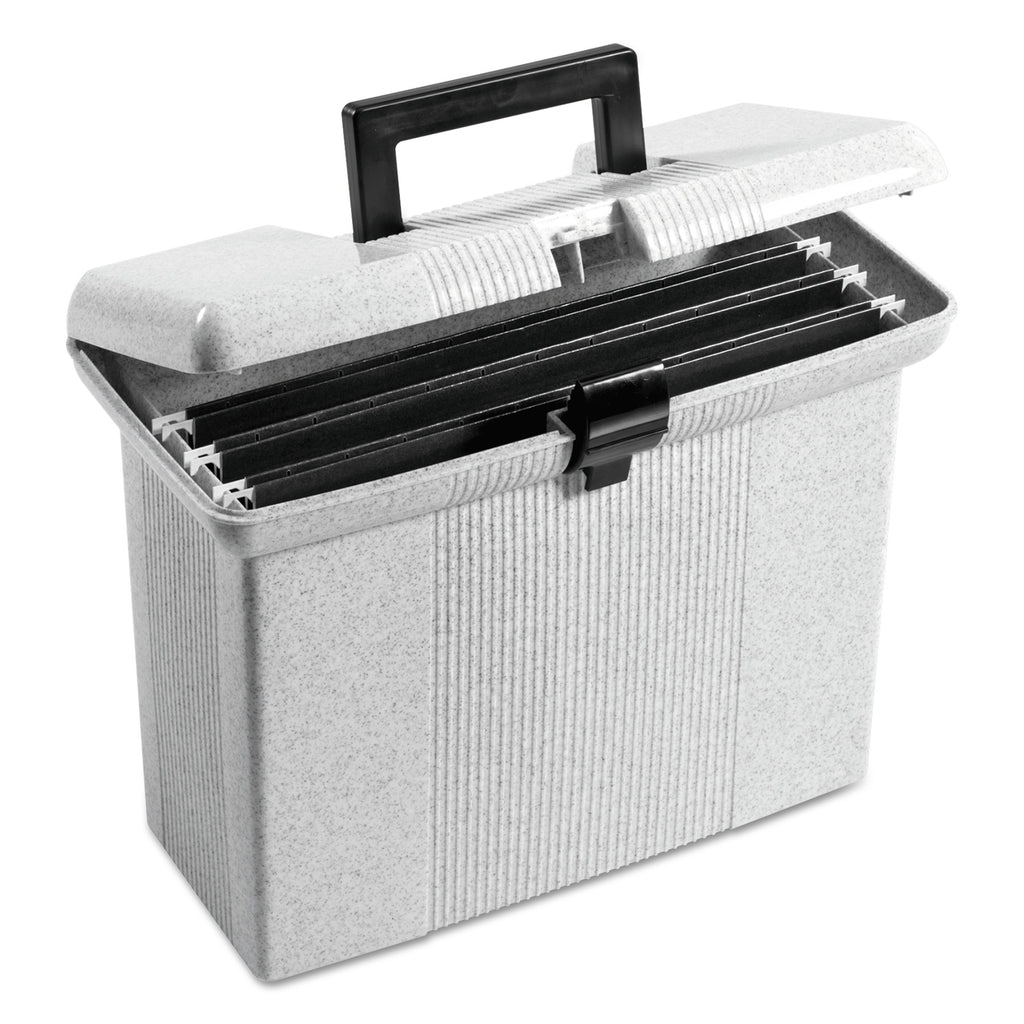 Portable File Boxes, Letter Files, 14.88" x 6.5" x 11.88", Granite - 