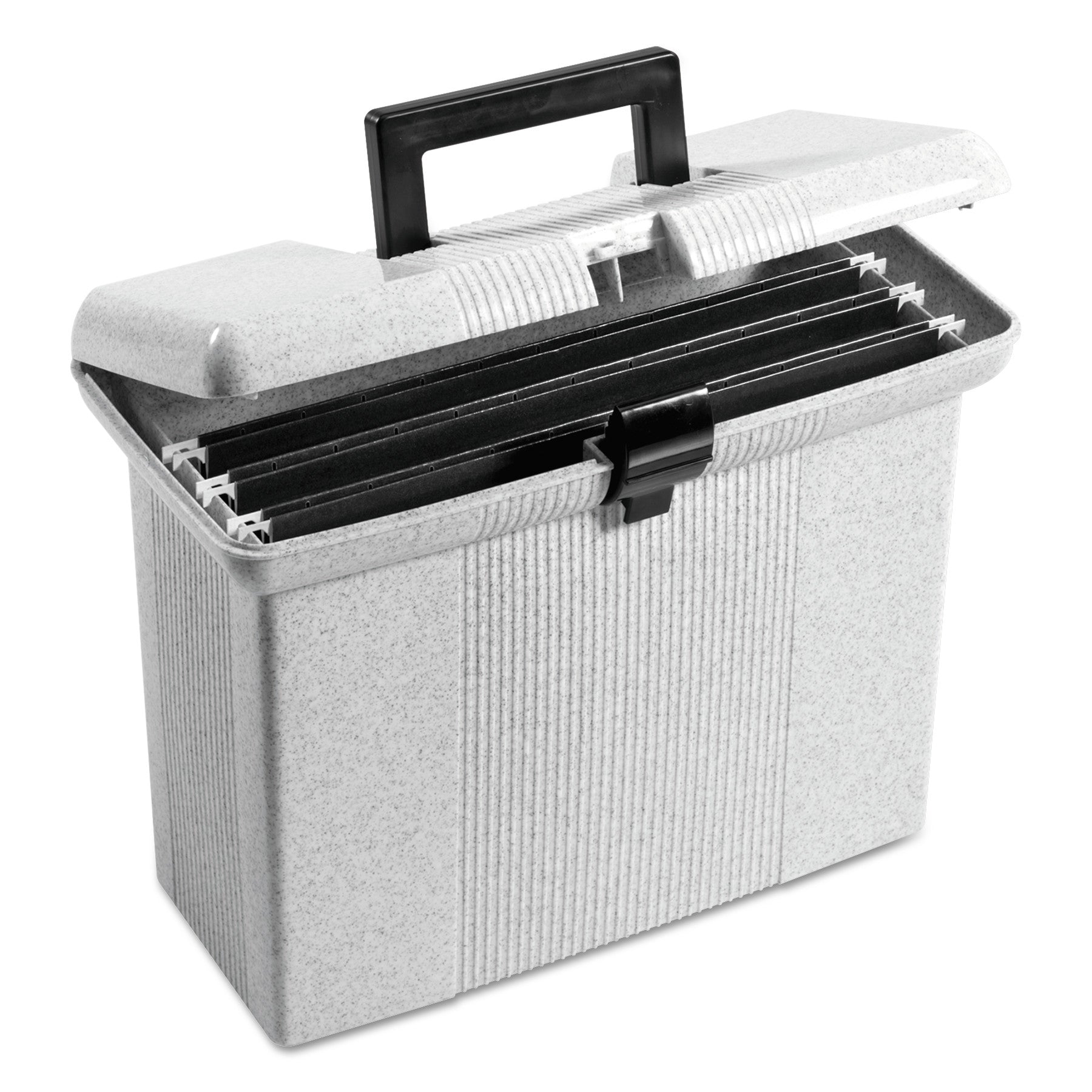 Portable File Boxes, Letter Files, 14.88" x 6.5" x 11.88", Granite - 