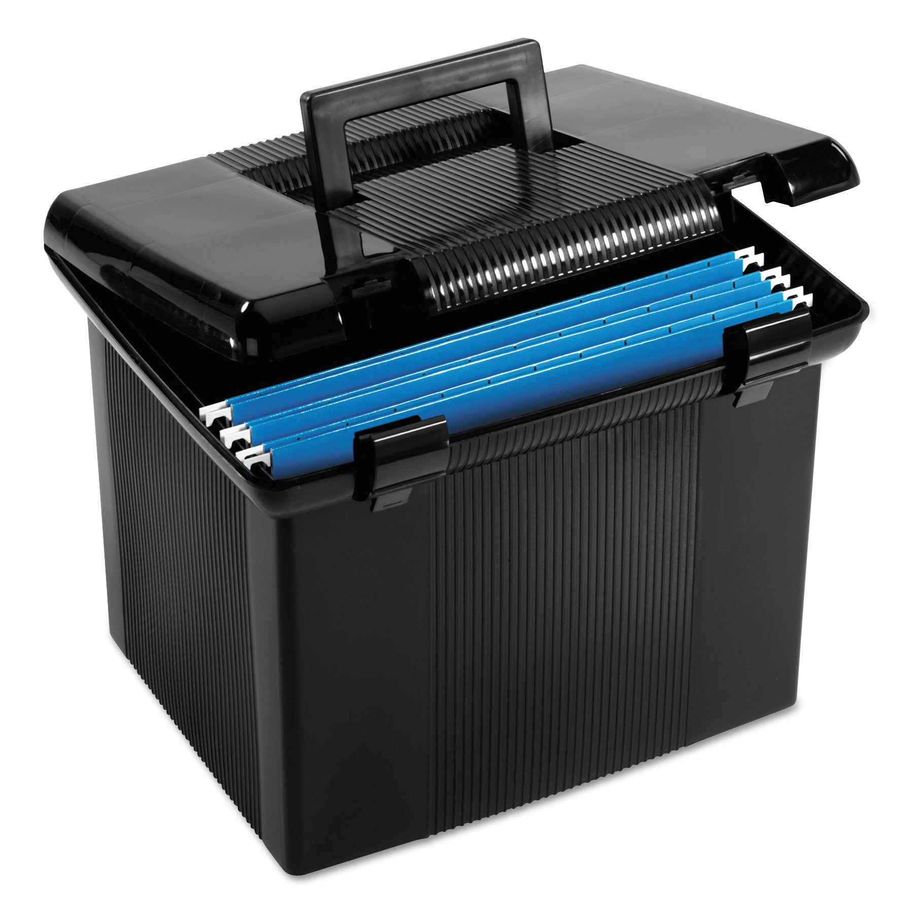 Portable File Boxes, Letter Files, 13.88" x 14" x 11.13", Black - 