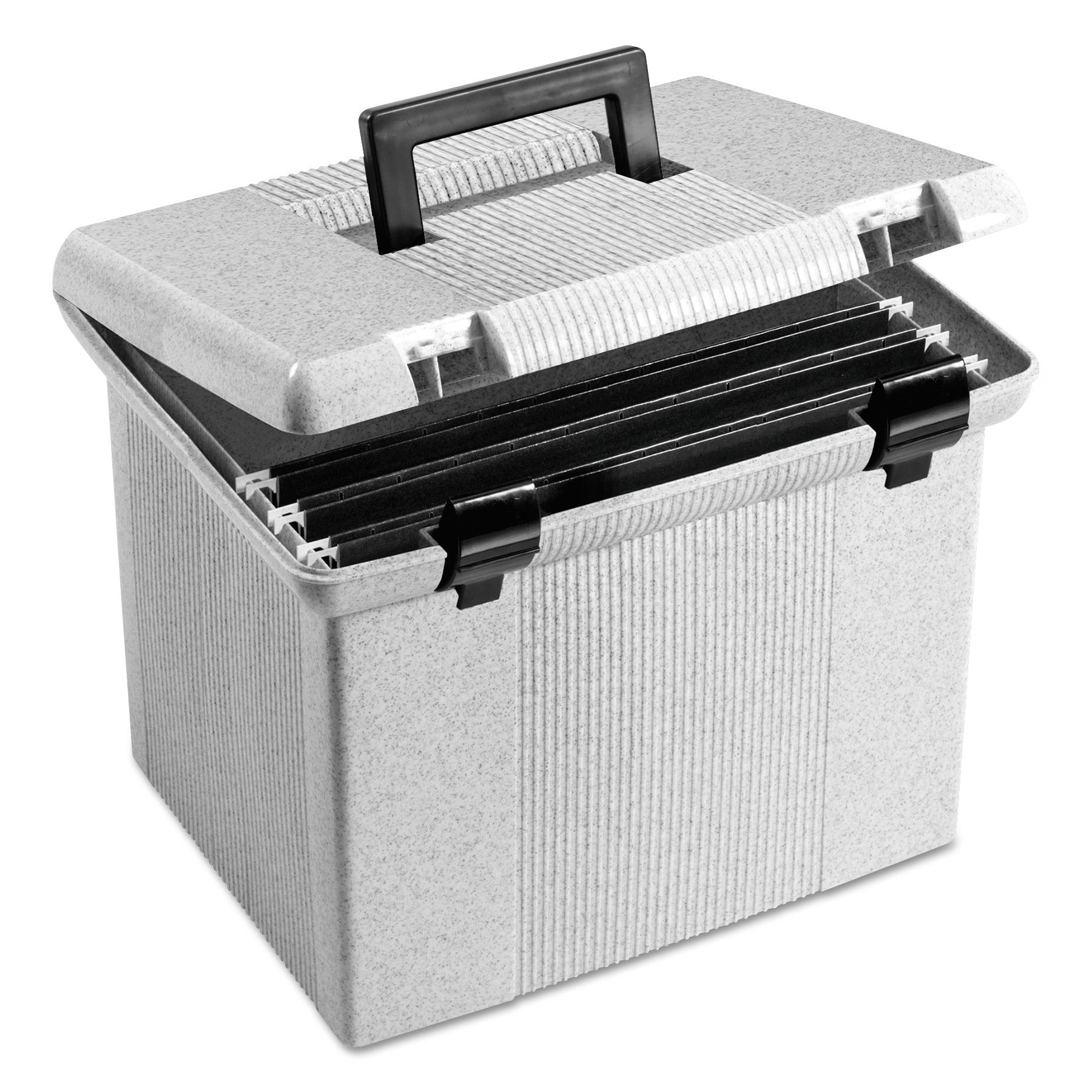 Portable File Boxes, Letter Files, 13.88" x 14" x 11.13", Granite - 