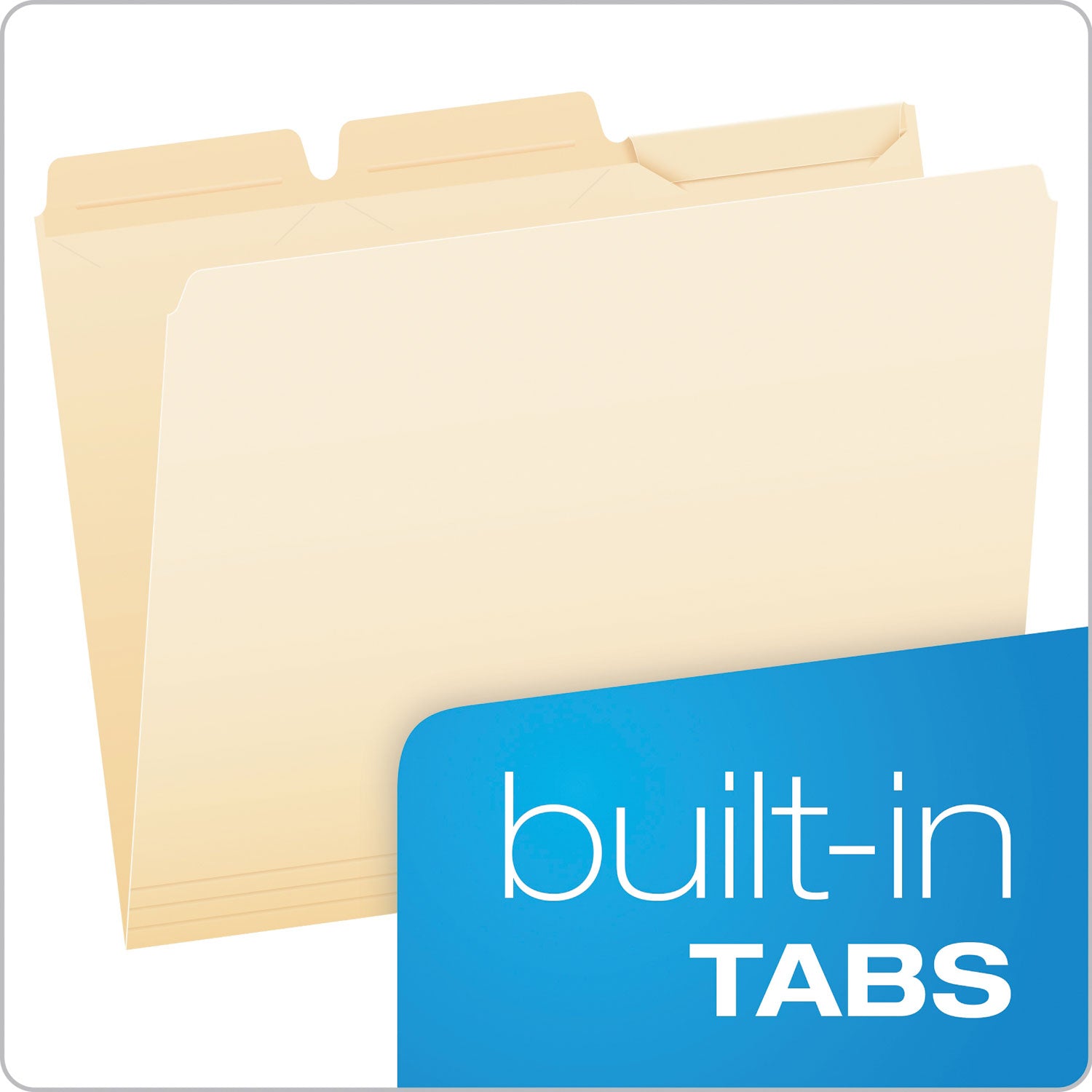 Ready-Tab Reinforced File Folders, 1/3-Cut Tabs: Assorted, Letter Size, Manila, 50/Pack - 