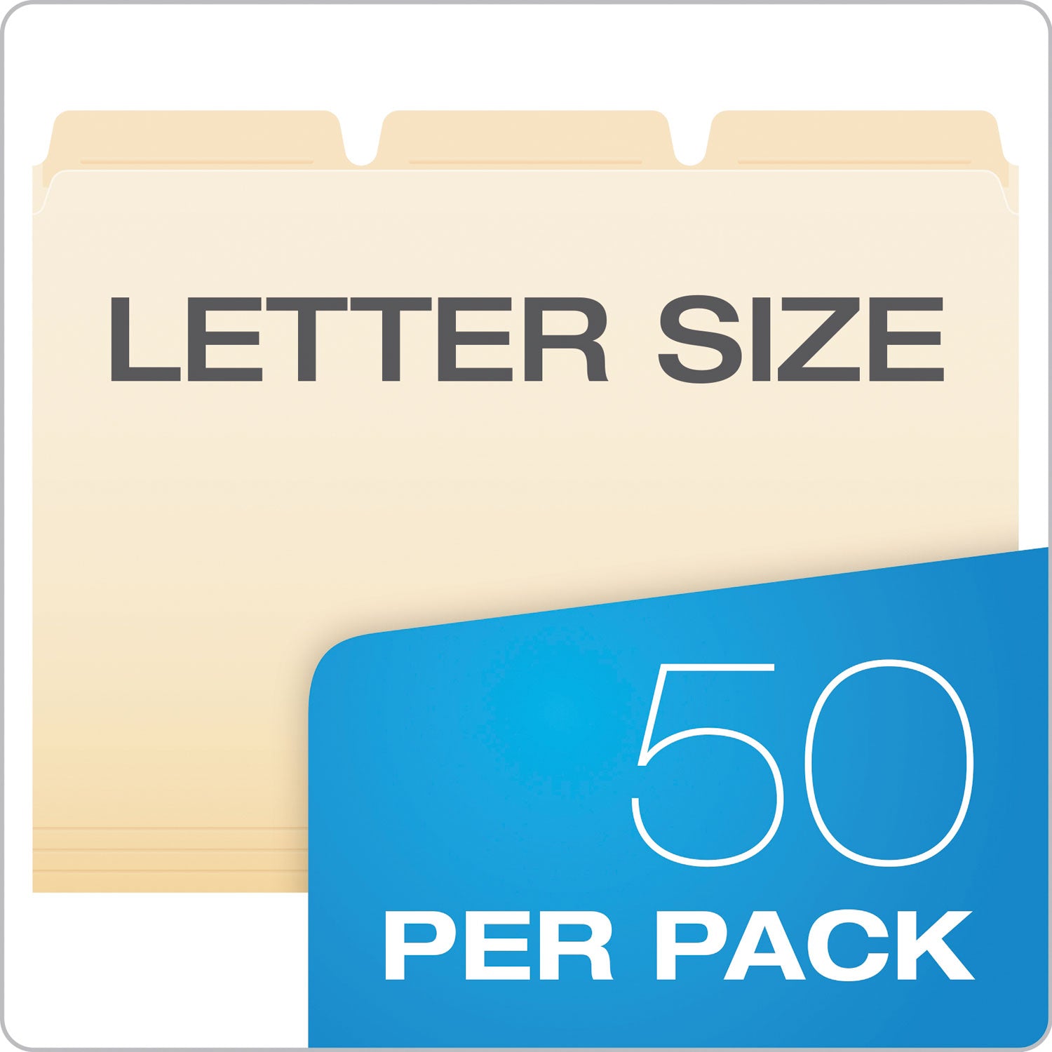 Ready-Tab Reinforced File Folders, 1/3-Cut Tabs: Assorted, Letter Size, Manila, 50/Pack - 